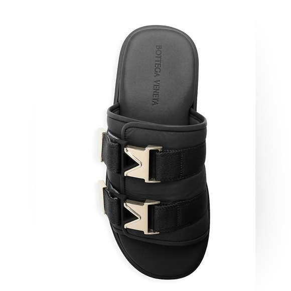 Bottega Veneta Flash Leather Chunky Slides Black Men's EU 42