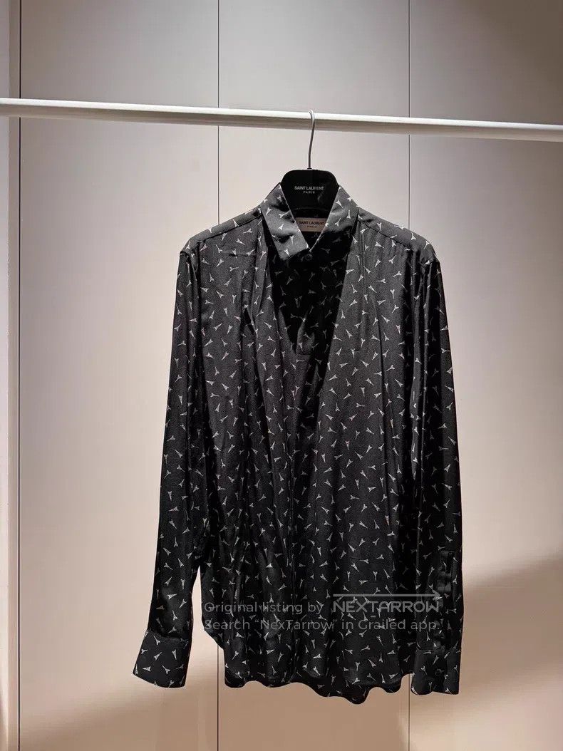 Saint Laurent Paris Saint Laurent Paris size 39 Silk Eiffel Tower Printed Shir Size US S / EU 44-46 / 1 - 1 Thumbnail
