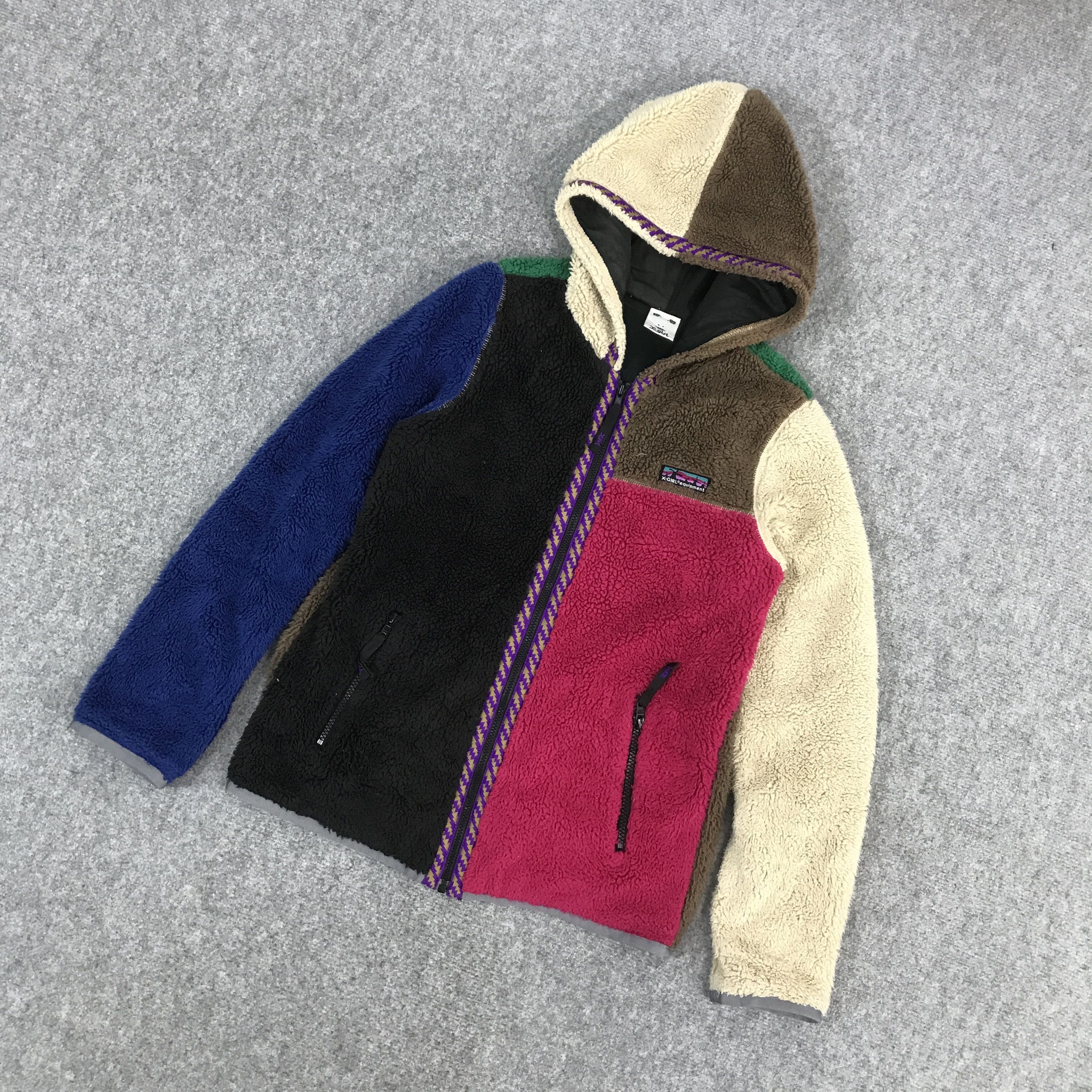X GIRL FLEECE SHERPA MULTICOLOU HOODIES JACKET