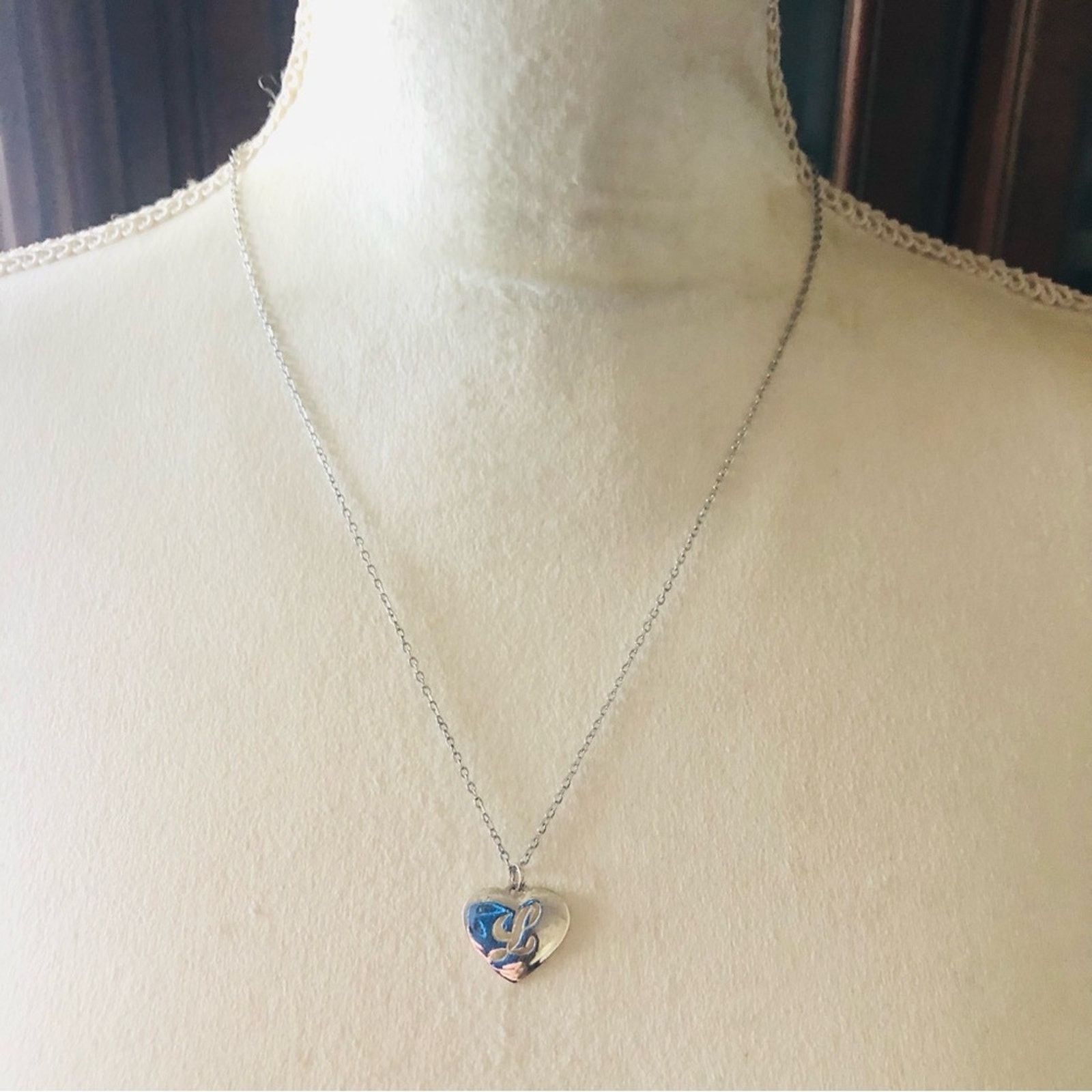 Vintage Vintage sterling monogram initial “L” heart pendant necklace Size ONE SIZE - 5 Thumbnail