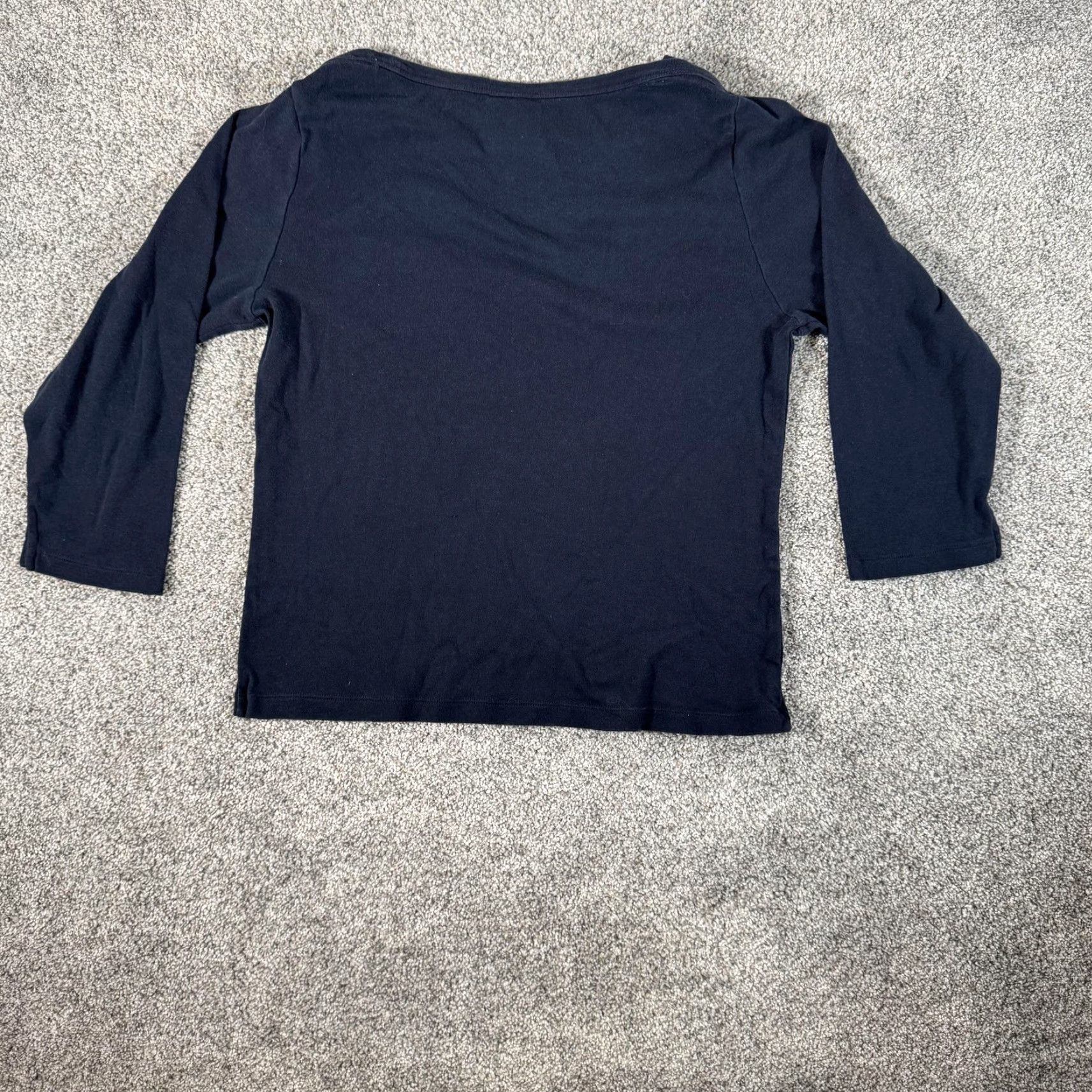 Ralph Lauren VINTAGE Ralph Lauren Polo Jeans Co Shirt XL Women Navy Blue 3/4 Sleeve Boat Neck Embroidered Flag 90s 2000s Quiet Luxury Shirt Size XL / US 12-14 / IT 48-50 - 7 Thumbnail