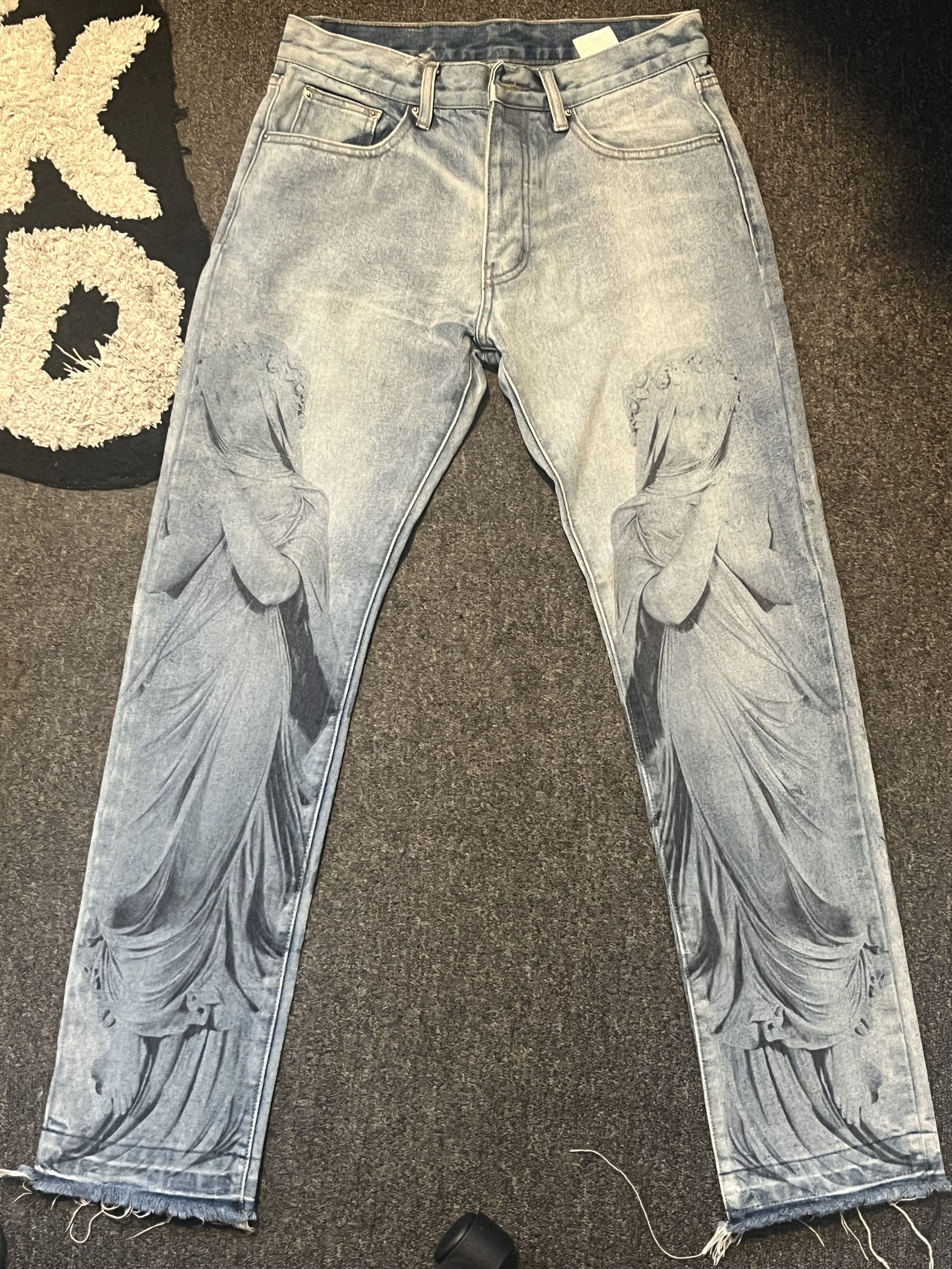 MNML Y2K Angel Design Striaght-Leg Jeans Size US 31 - 2 Thumbnail