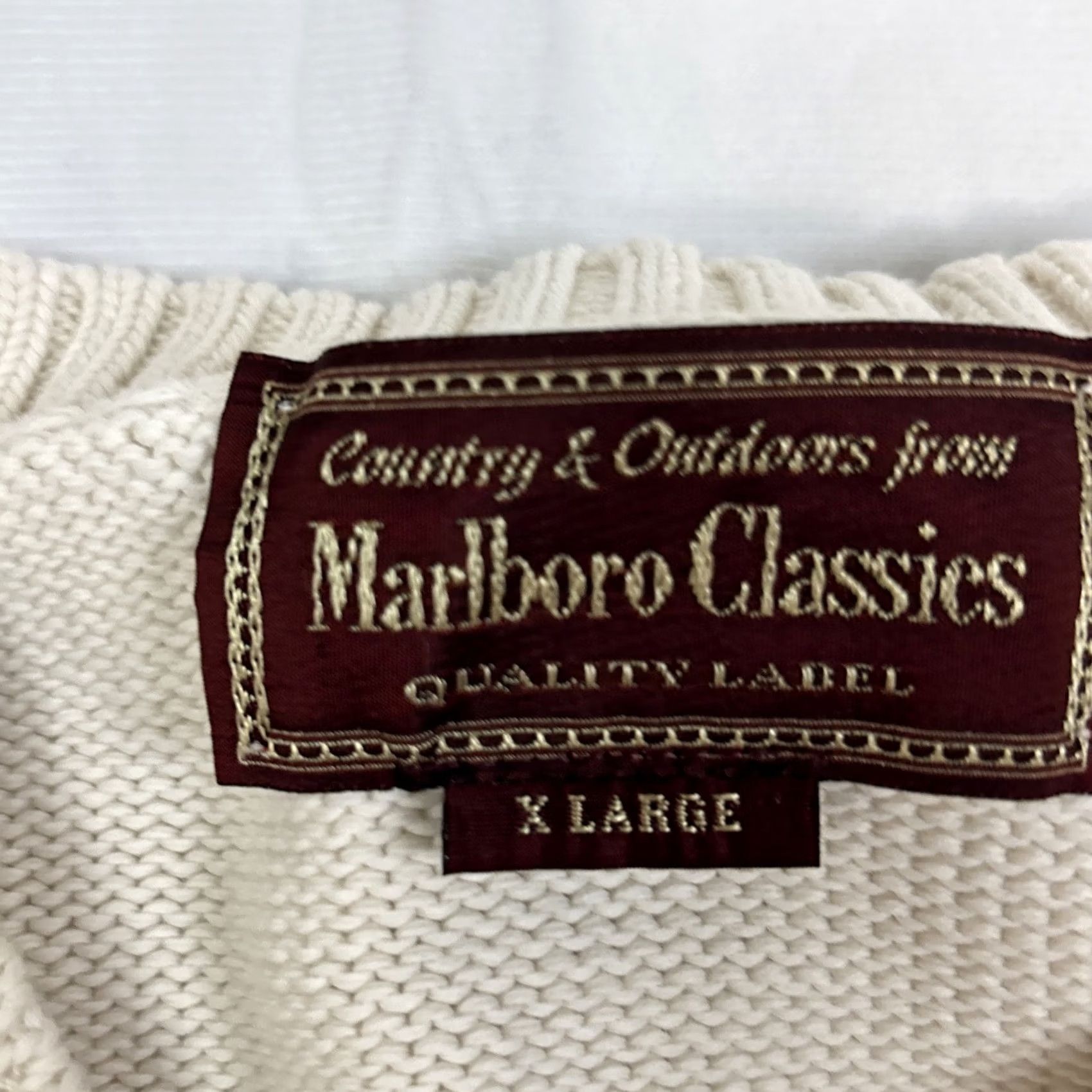 Marlboro Marlboro Classics Sweater Men XL Beige V-Neck Knitted Classic Size US XL / EU 56 / 4 - 2 Thumbnail