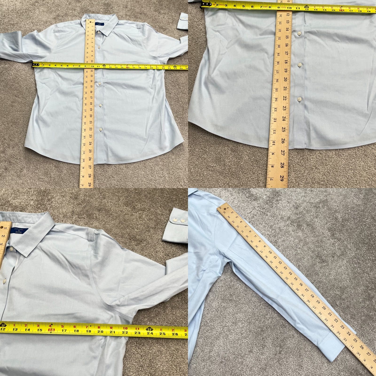 UNTUCKit VINTAGE UNTUCKit Women's Button-Down Shirt 16 Light Blue Cotton Classic Business Casual Long Sleeve Size XXL / US 16-18 / IT 52-54 - 8 Thumbnail