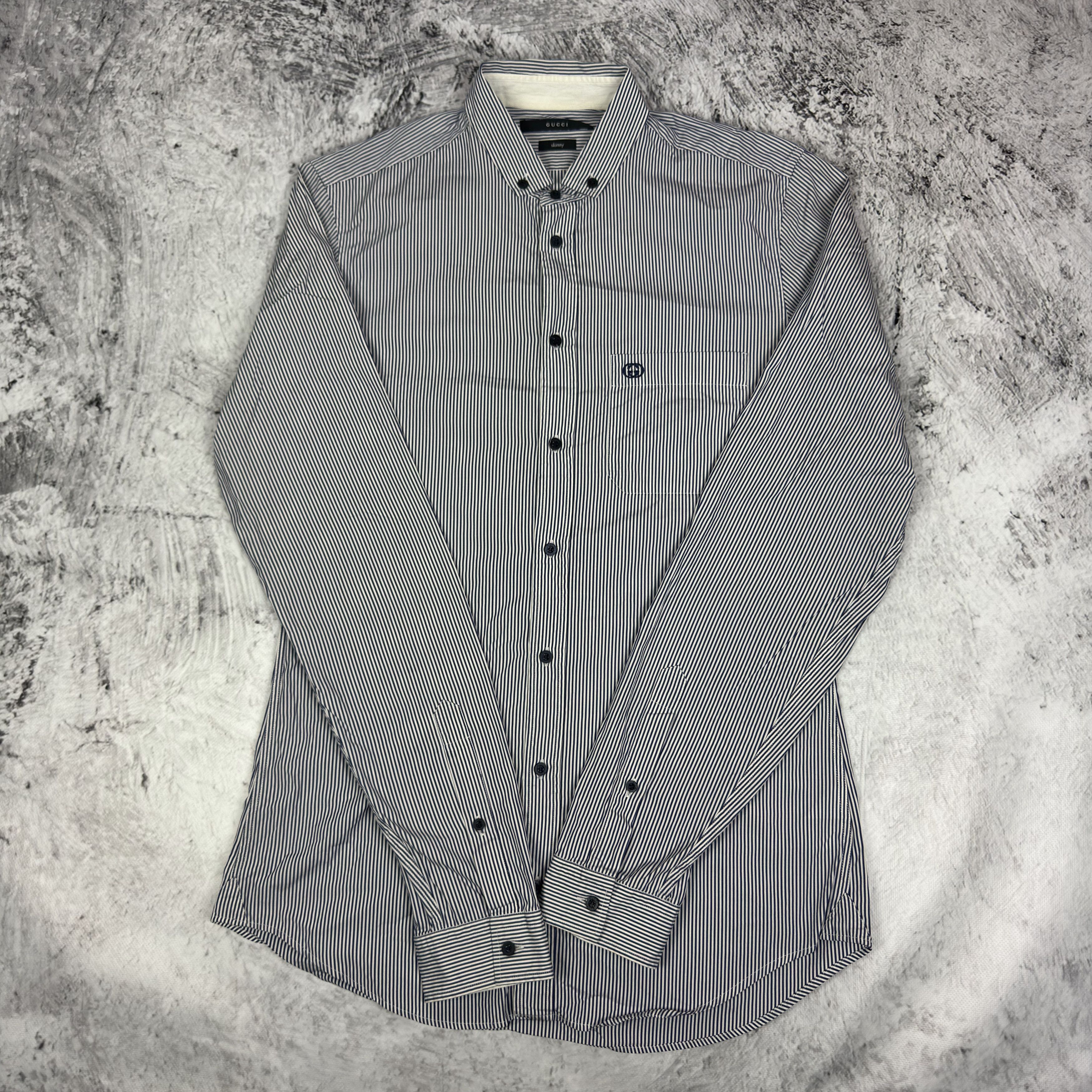 Gucci Gucci Men Cotton Stripe Button-Down Shirt Size US M / EU 48-50 / 2 - 1 Thumbnail