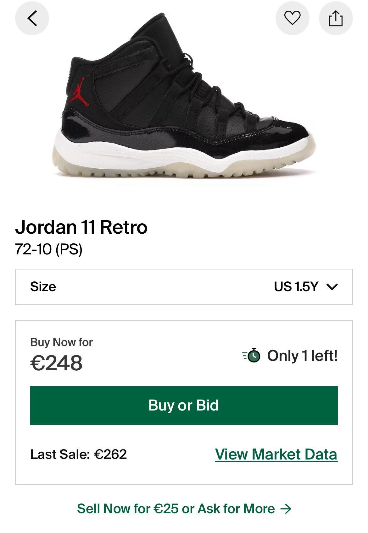 Jordan Brand Jordan 72-10 PS US 1.5 Size US 5 / EU 37 - 10 Thumbnail