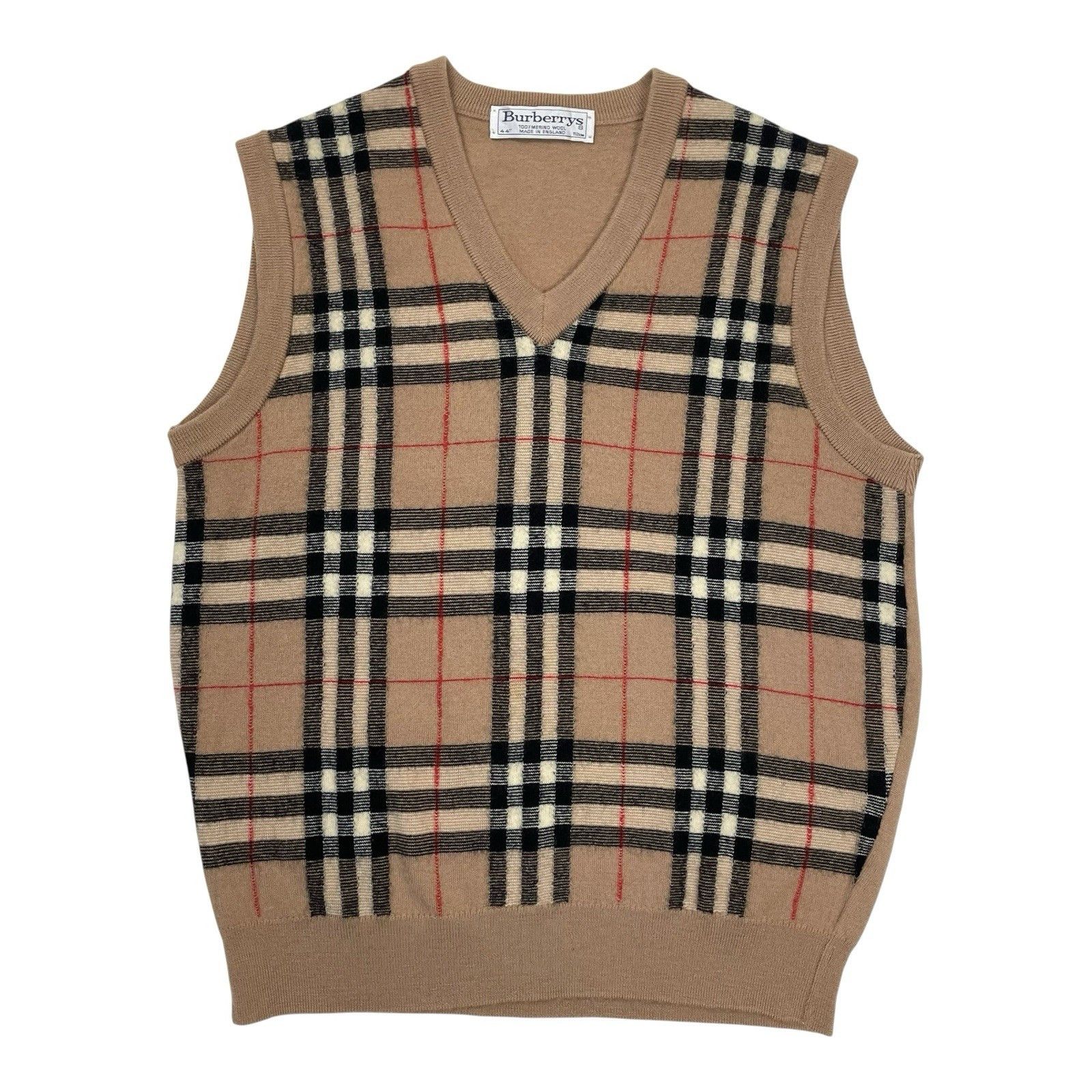 Burberry Vintage Burberry 90s Nova Check Knitted Vest Jumper Beige S Size US S / EU 44-46 / 1 - 1 Thumbnail