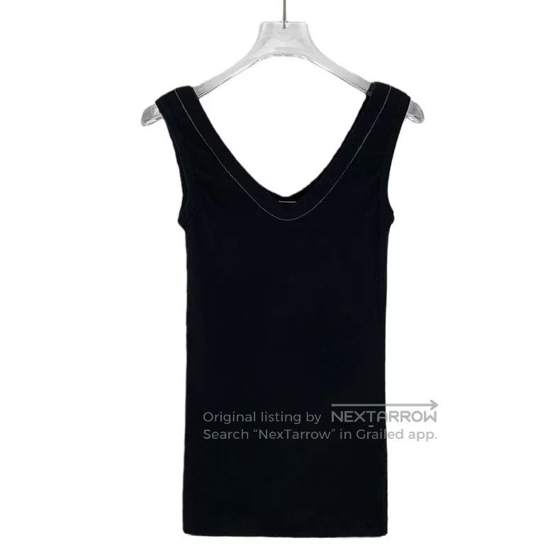 Brunello Cucinelli Brunello Cucinelli Black sequin cotton V-neck sleeveless k Size XS / US 0-2 / IT 36-38 - 1 Thumbnail