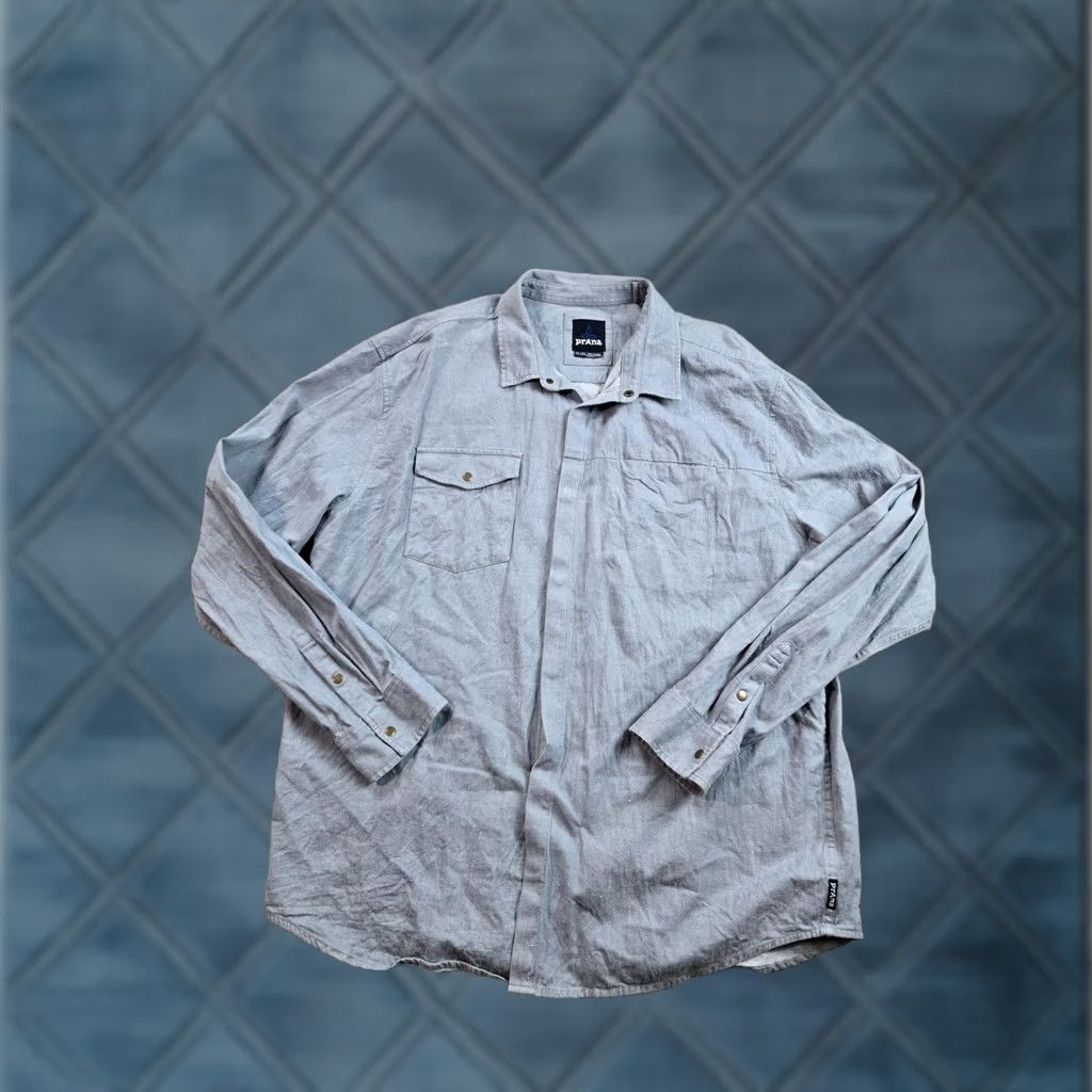 Prana PrAna Shirt Mens 2XL Gray Long Sleeve Button-Up Casual Outdoor Overshirt Size US XXL / EU 58 / 5 - 1 Thumbnail