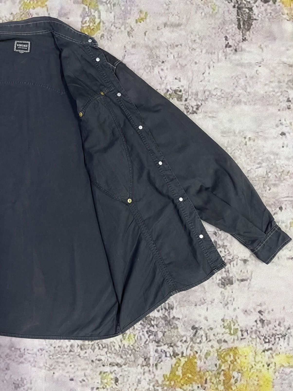 Versace Jeans Couture × Vintage Versace Vintage Black White Contrast Stitch Long Sleeve Size US XL / EU 56 / 4 - 10 Thumbnail