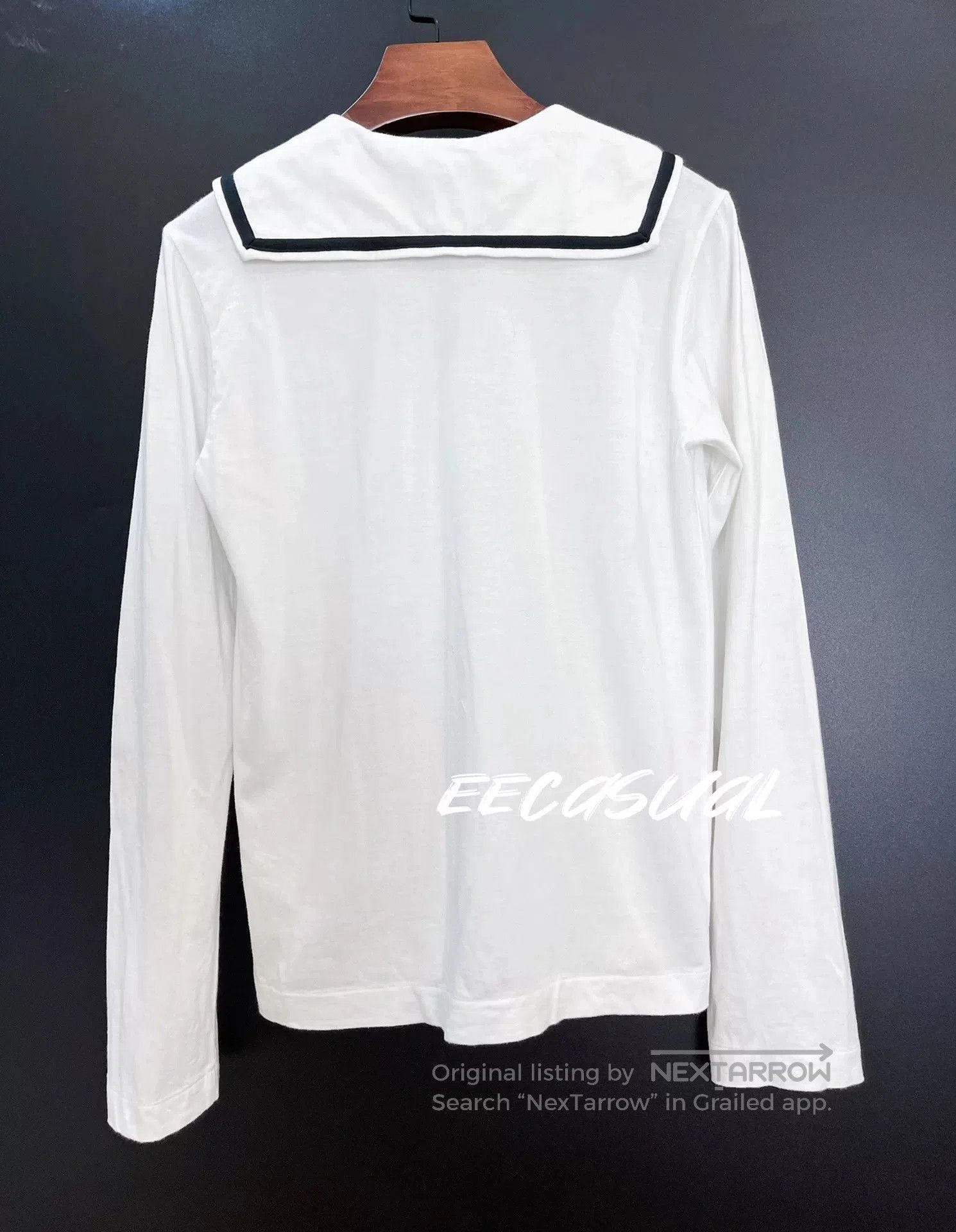 CDG by Comme des Garcons White Black Collar Long Sleeve T. Size S / US 4 / IT 40 - 3 Thumbnail