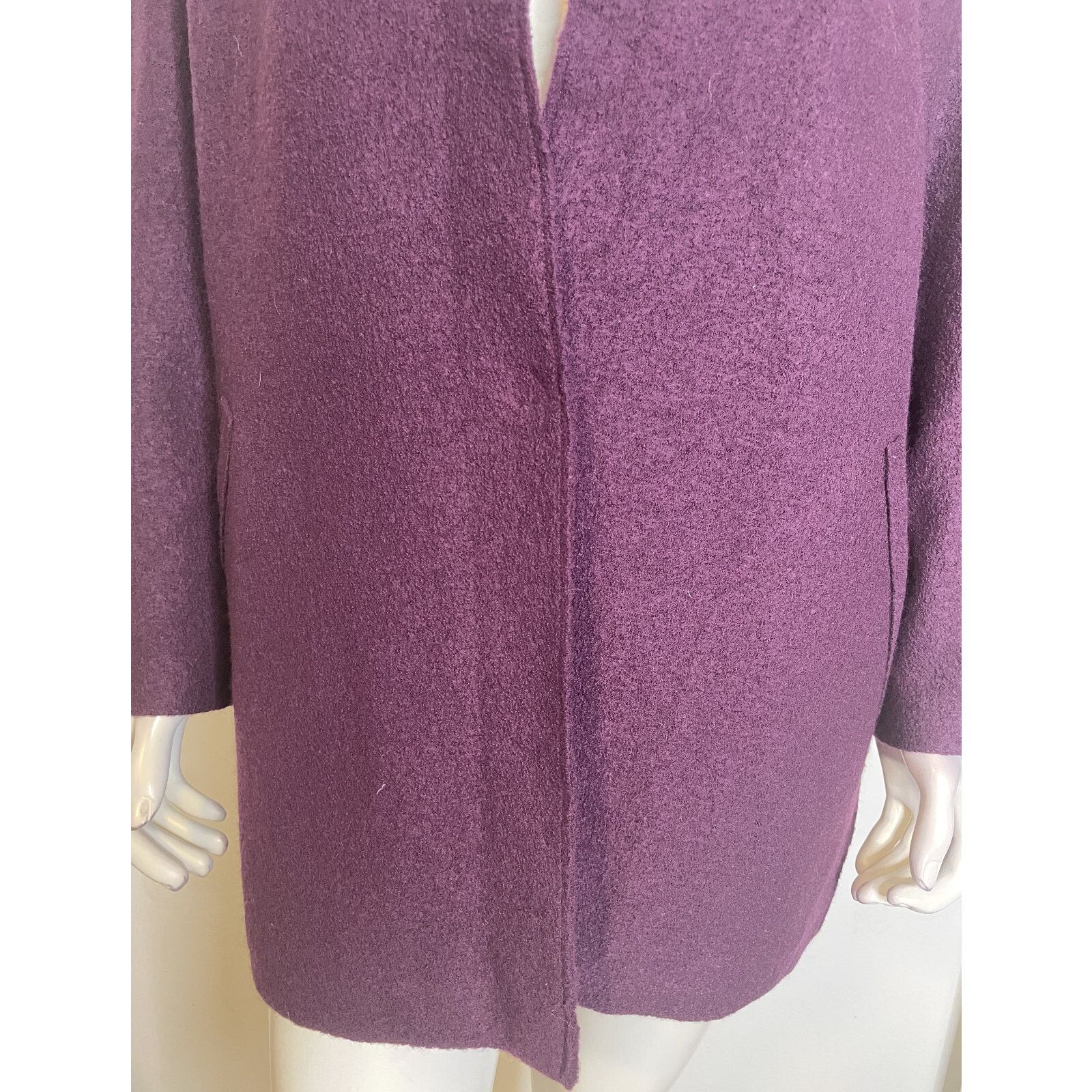 Eileen Fisher Eileen Fisher Plum Boiled Wool Kimono Jacket L NWT $348 Size L / US 10 / IT 46 - 5 Thumbnail