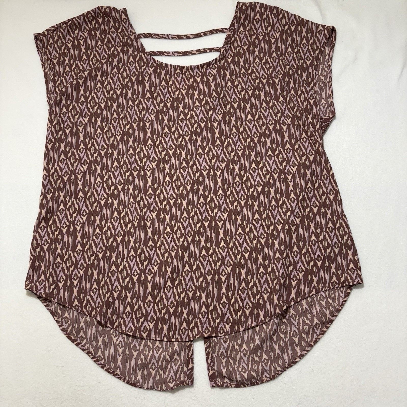Other Torrid 0 Large Georgette Strappy Split Back Blouse Pink Top Size L / US 10 / IT 46 - 1 Thumbnail