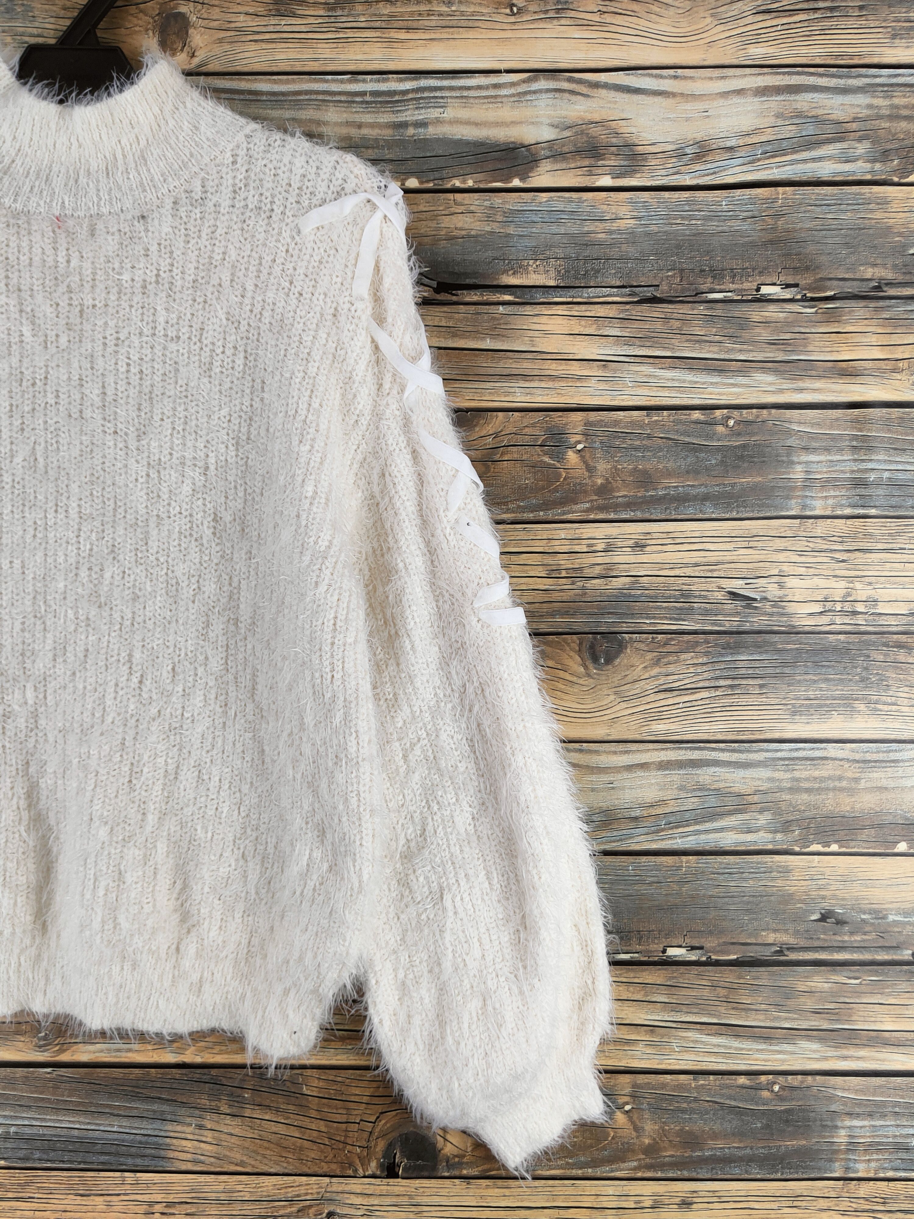 Japanese Brand DL Ingni Cream Fur Mohair Knitwear #46-548 Size M / US 6-8 / IT 42-44 - 5 Thumbnail