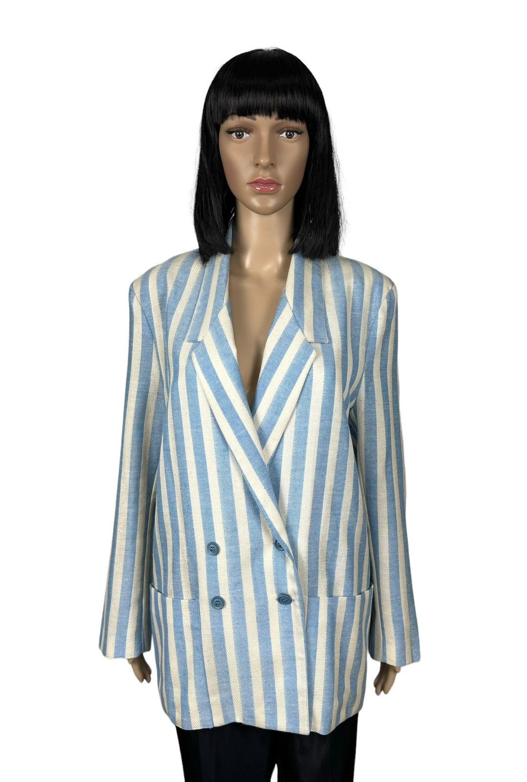 Ganni Ganni Striped Double-Breasted Linen-Cotton Blazer size M Size M / US 6-8 / IT 42-44 - 1 Thumbnail