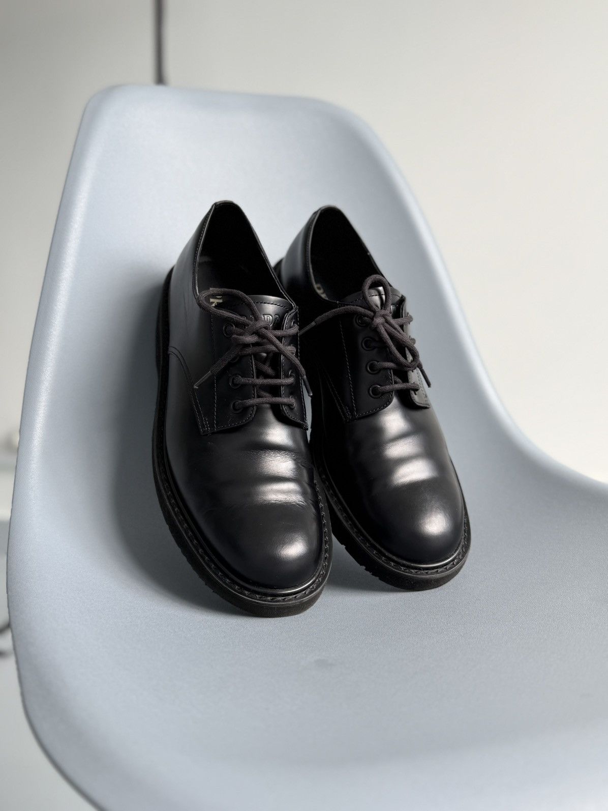 Prada Prada Leather Derby Shoes Black Classic Lace Up Italy Size US 10 / EU 43 - 5 Thumbnail