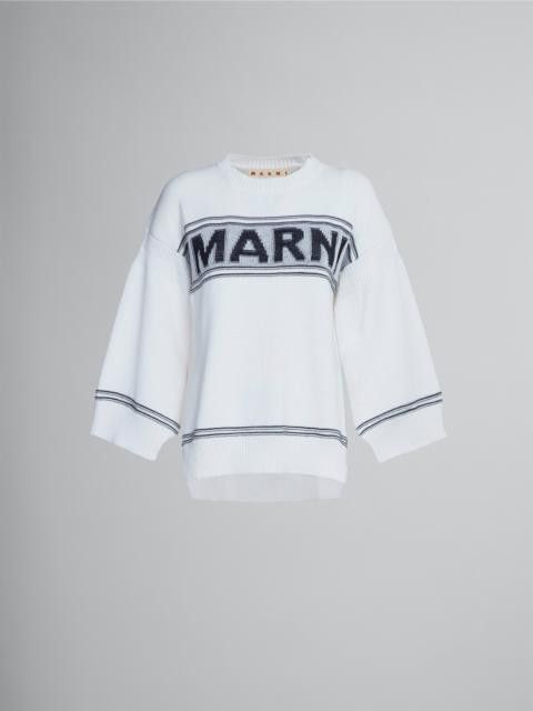 Marni oc11z0525 Cotton Sweater With Logo in White Size M / US 6-8 / IT 42-44 - 1 Thumbnail