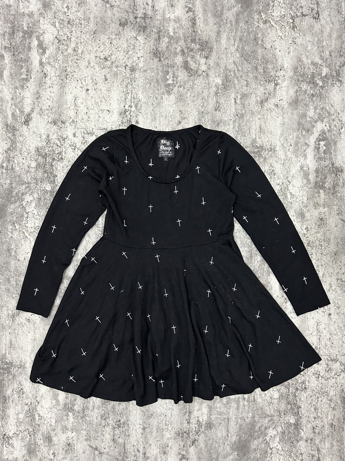 14th Addiction × If Six Was Nine × Japanese Brand Dig Deep Embroidered Aop Cross Acrylic Mini Dress Size L / US 10 / IT 46 - 1 Thumbnail