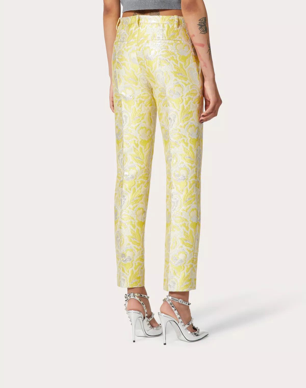 Valentino o1s1wg110625 Iris Brocade Trousers in Multicolor Size 27" / US 4 / IT 40 - 4 Thumbnail