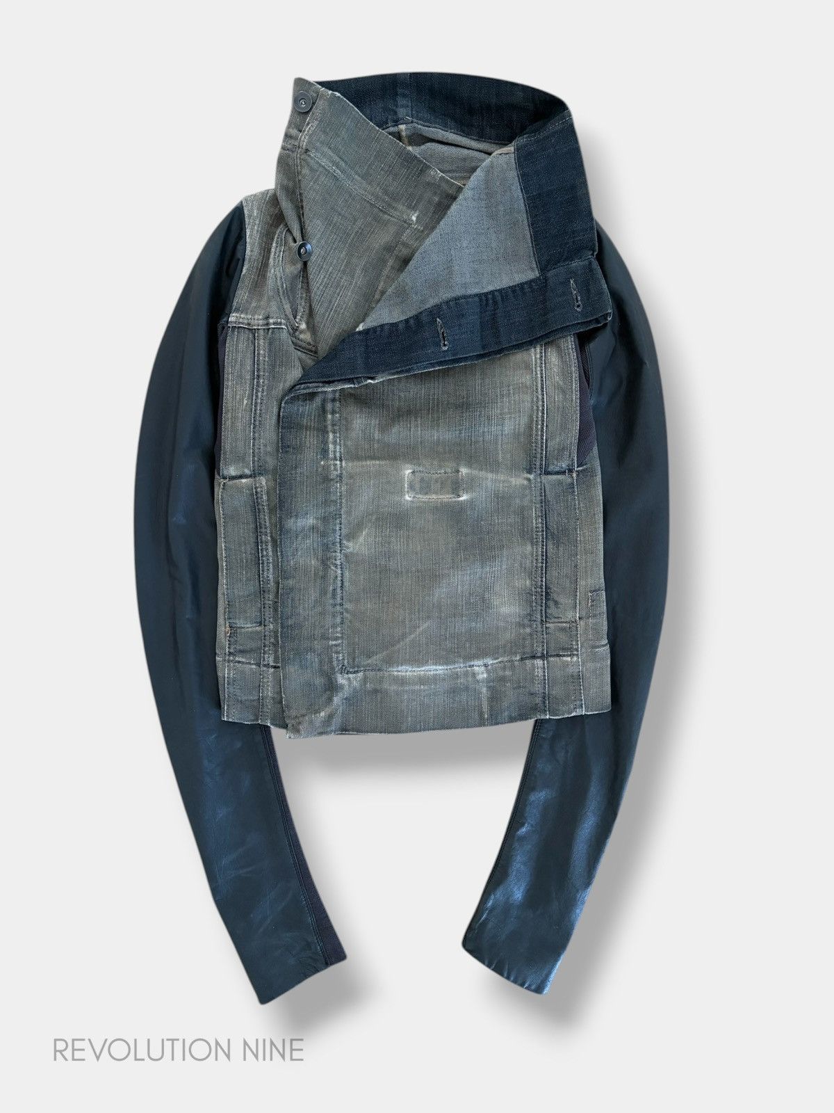 Rick Owens Rick Owens SS10 dust leather sleeves denim jacket Size US XS / EU 42 / 0 - 2 Thumbnail