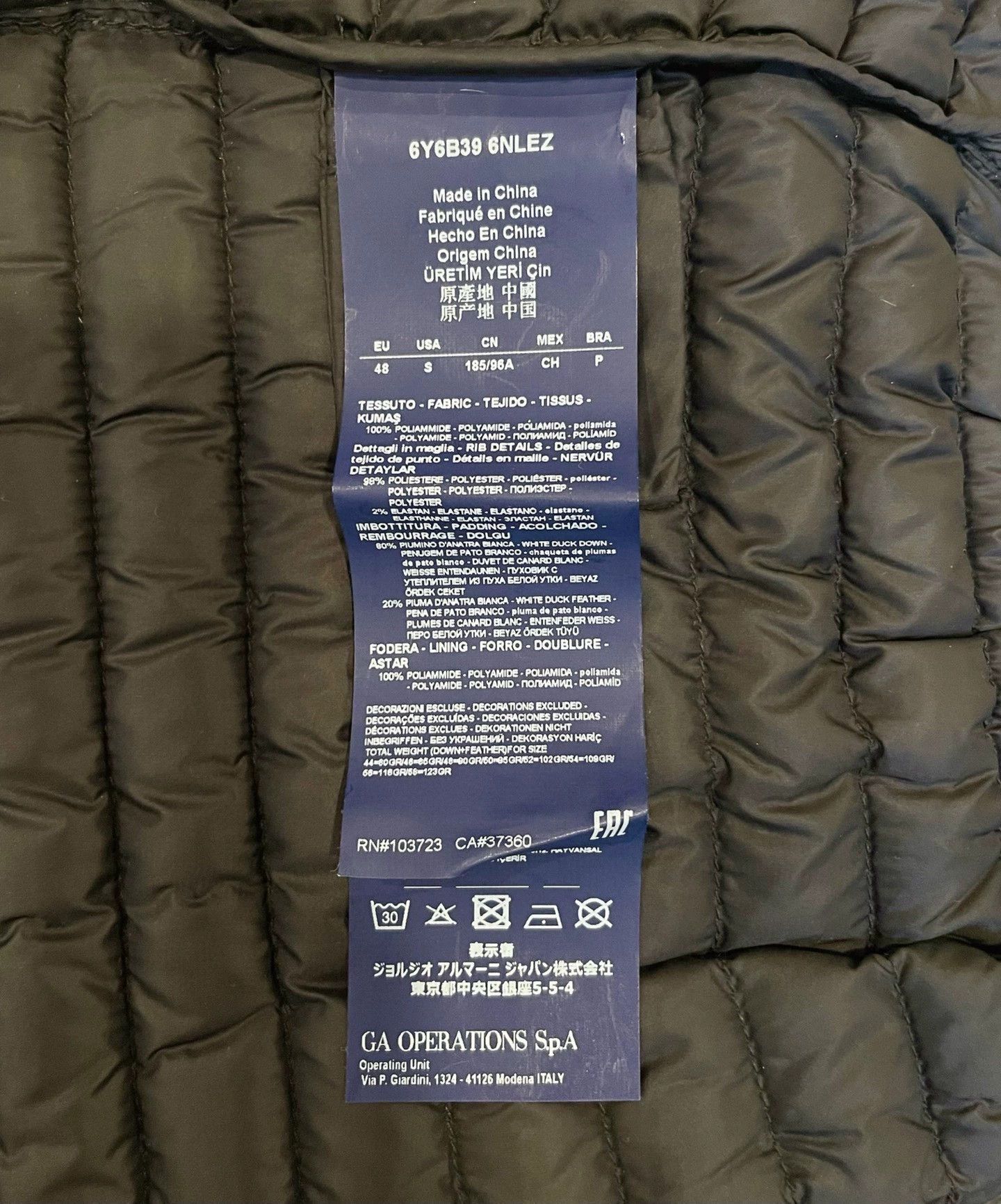 Emporio Armani lightweight black Armani down jacket for men Size US M / EU 48-50 / 2 - 6 Thumbnail