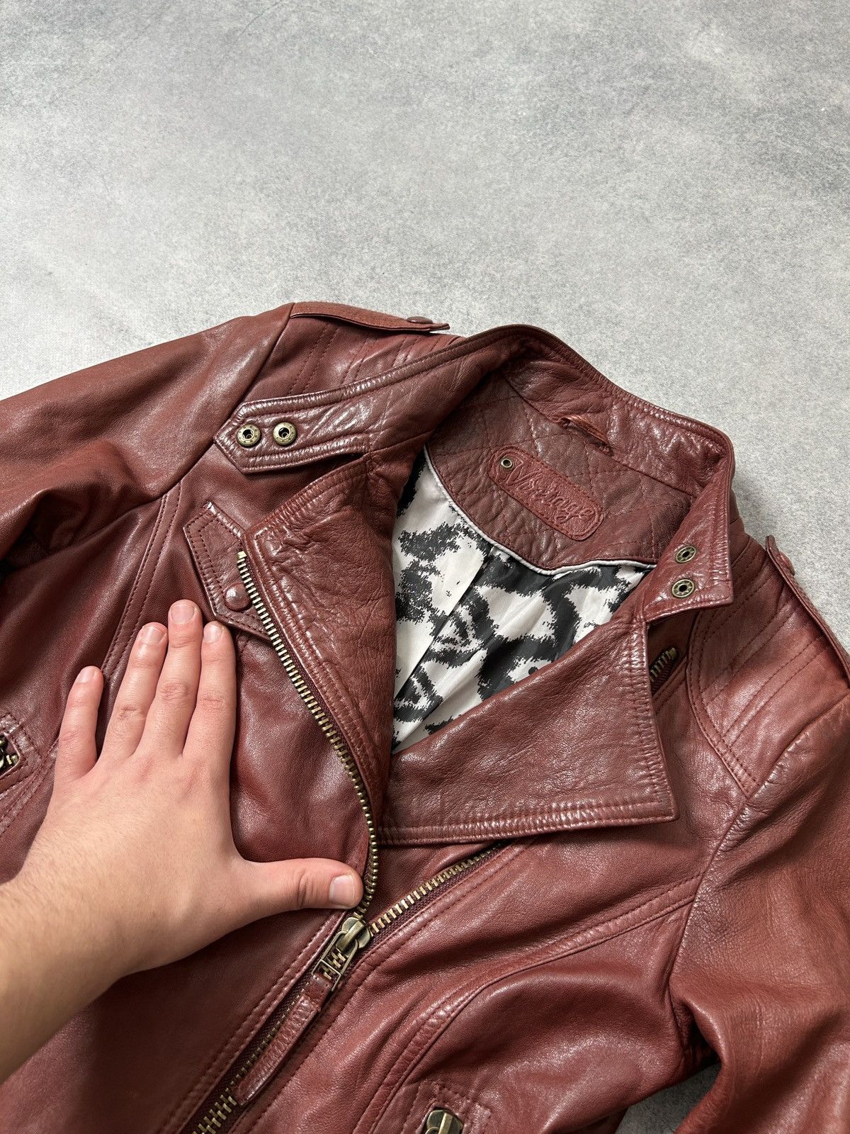 Japanese Brand Vintage Red Leather jacket women’s biker jacket Size S / US 4 / IT 40 - 4 Thumbnail