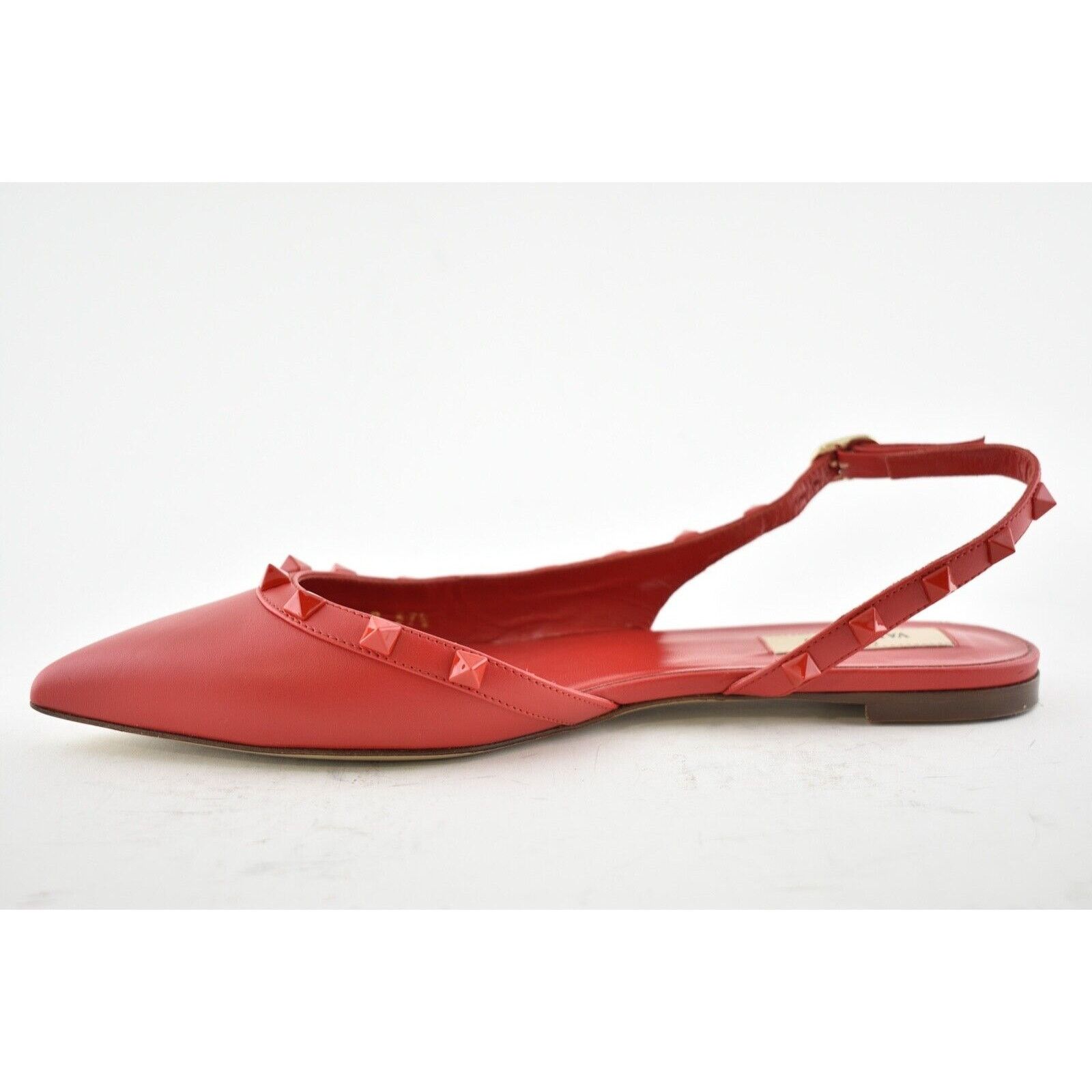 Valentino Valentino Rockstud Red Tonal Stud Pointed Slingback Ballet Size US 6.5 / IT 36.5 - 9 Thumbnail