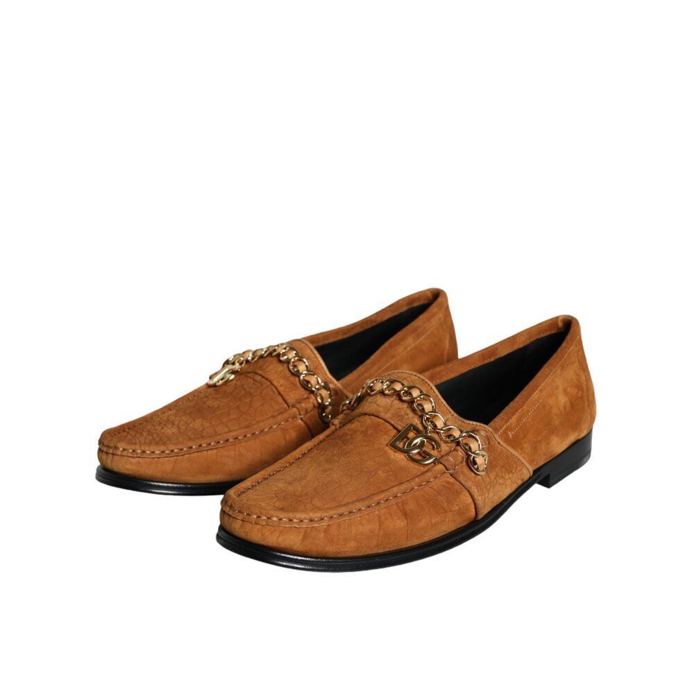 Dolce & Gabbana Dolce & Gabbana Brown Velvet Leather Logo Mocassin Slip On S Size US 10.5 / EU 43-44 - 3 Thumbnail