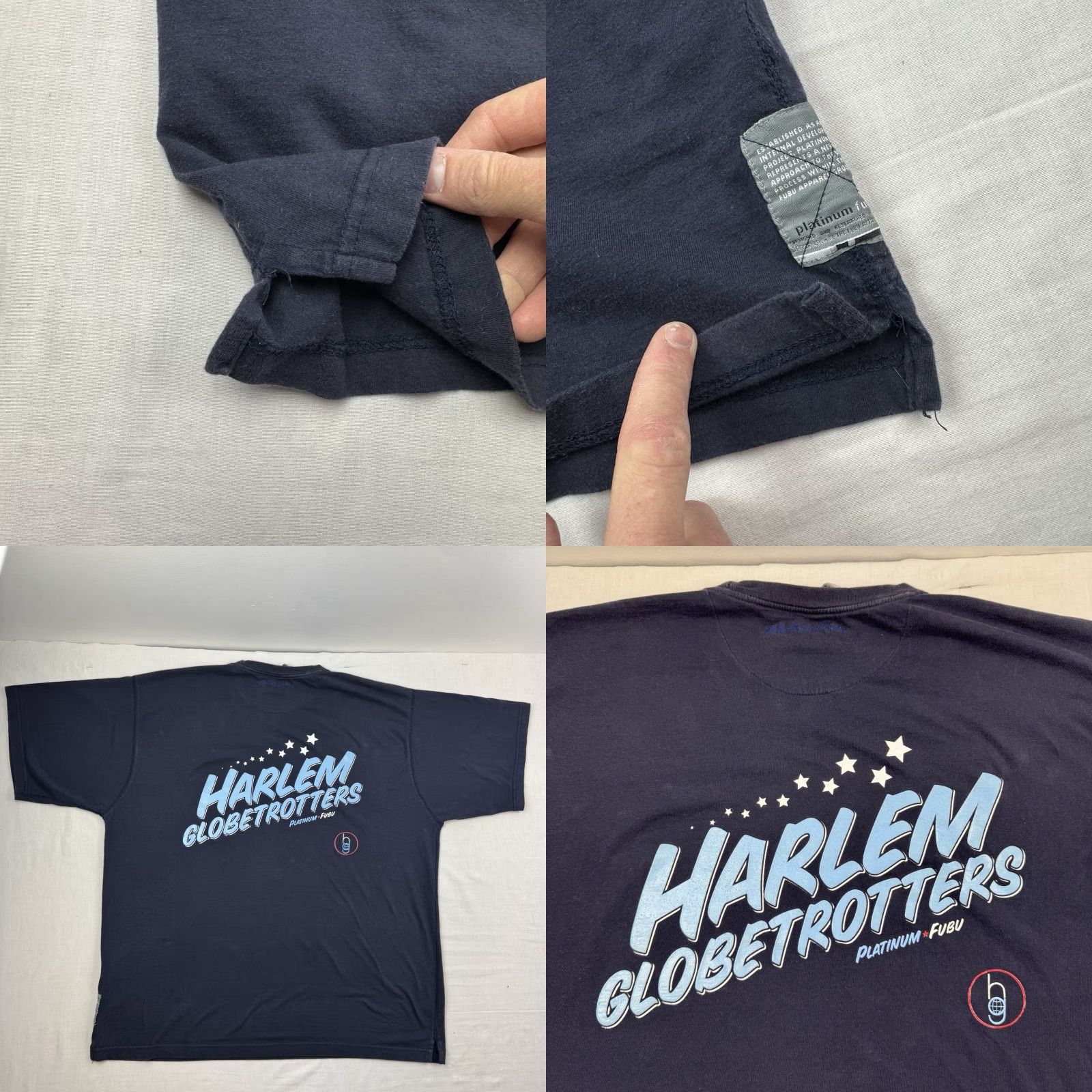 Fubu VINTAGE FUBU T Shirt Harlem Globetrotters Adult 2XL Hip Hop Punk Y2K Blue Cotton Short Sleeve Crew Neck Mens Size US XXL / EU 58 / 5 - 9 Thumbnail