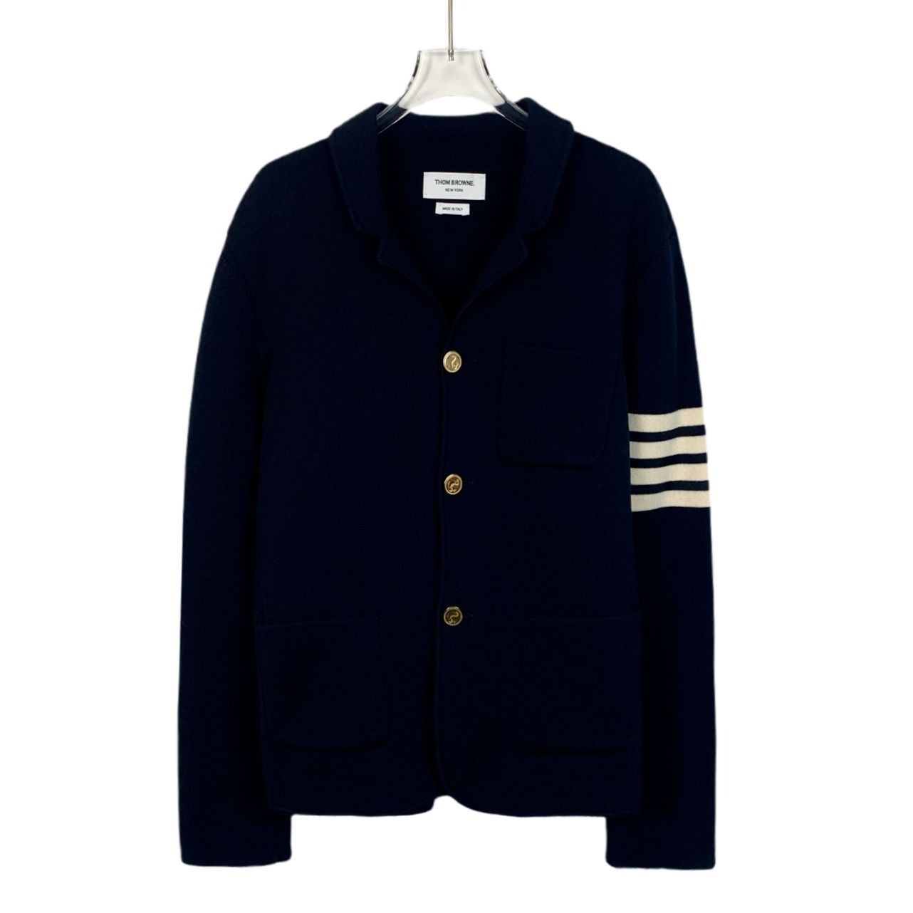 Thom Browne Thom Browne Navy Wool Blazer With Striped Arm & Gold Anchor Size XS / US 0-2 / IT 36-38 - 1 Thumbnail