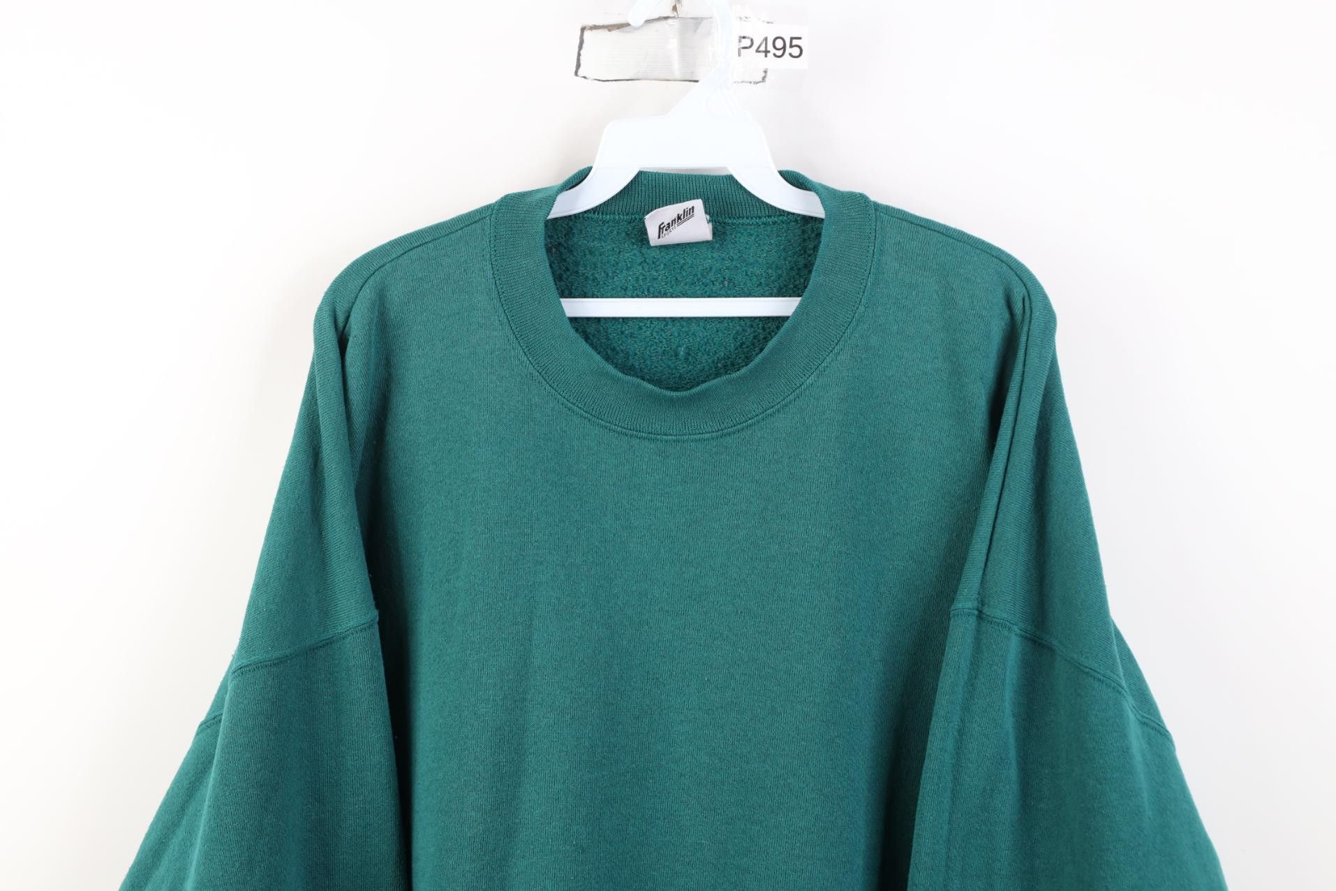 Vintage Vintage 90s Streetwear Blank Crewneck Sweatshirt Teal Green Size US XXL / EU 58 / 5 - 2 Thumbnail
