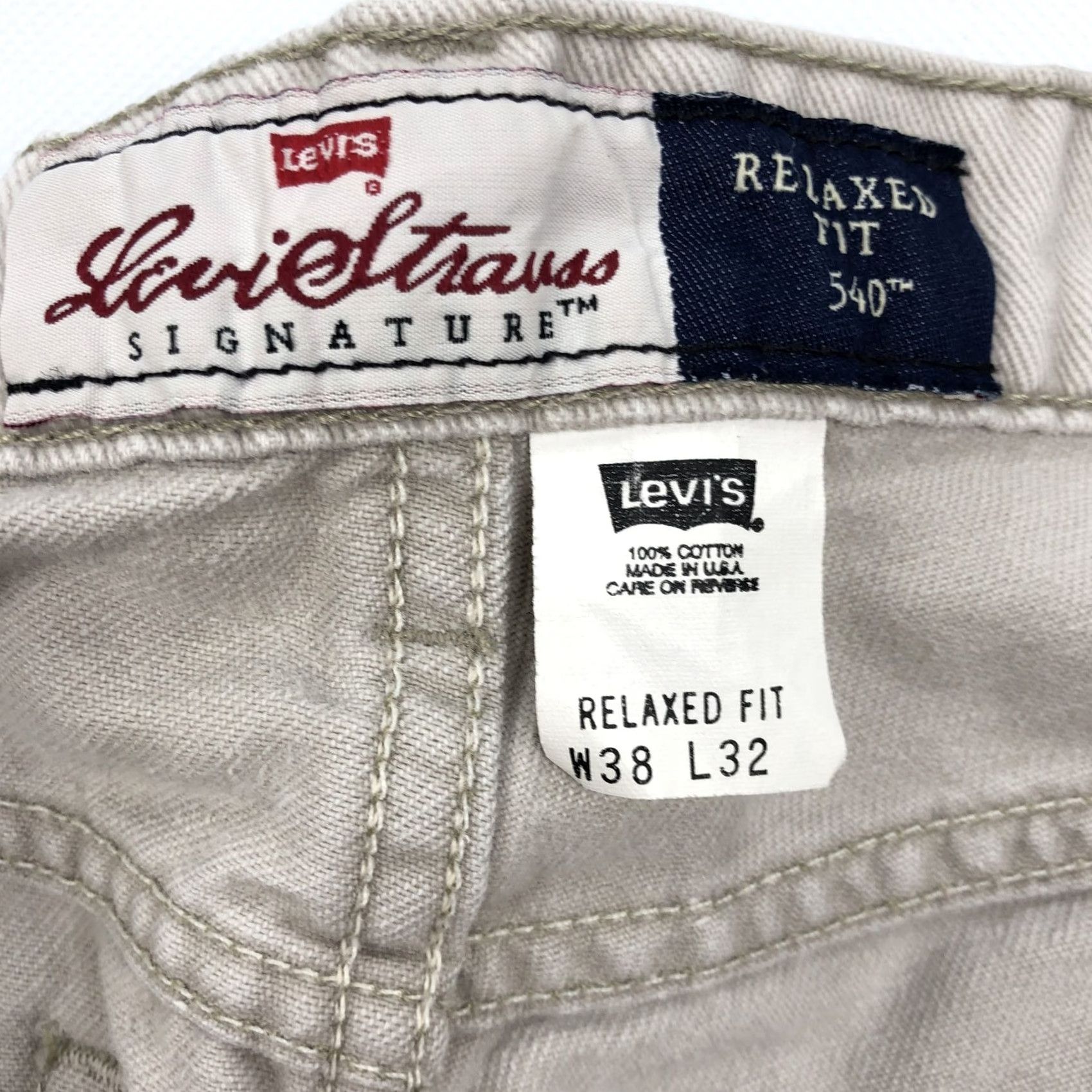 Levi's Levi's 540 Relaxed Fit Men's Jeans 38x32 Beige Tan Khaki Vintage 90s Levi's Signature 5-Pocket Denim Straight Jeans Mens Size US 38 / EU 54 - 6 Thumbnail
