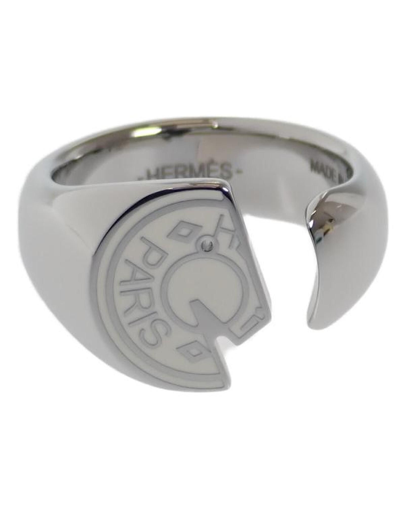 image of Platinum Hermes Carrousel Ring in Silver, Women's