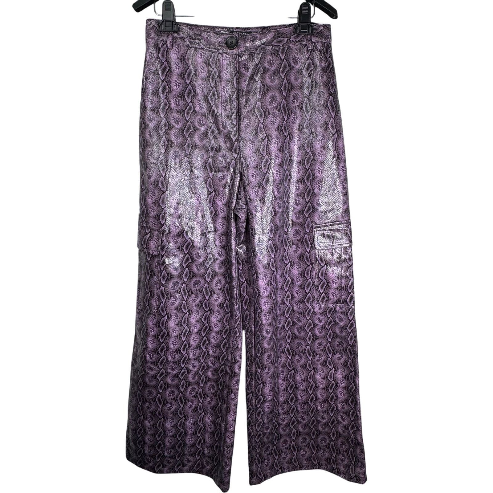 Nasty Gal Nasty Gal Purple Pleather Snakeskin Wide Leg High Rise Pants Size 30" / US 8 / IT 44 - 1 Thumbnail