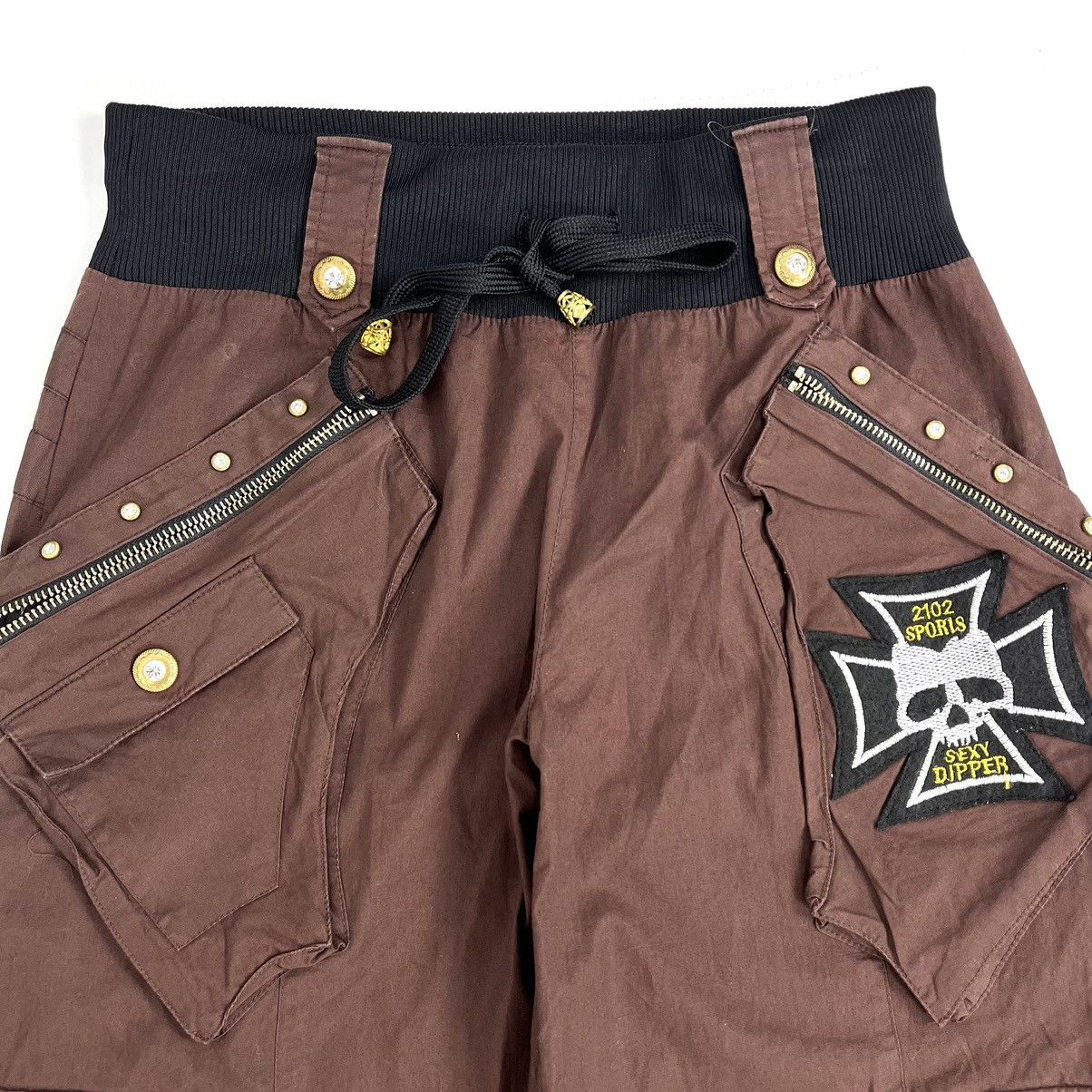 14th Addiction × KMRii × Yasuyuki Ishii Crazy Y2K Dipper Bondage Skulls Studded Multipocket Pants Size US 27 - 17 Thumbnail