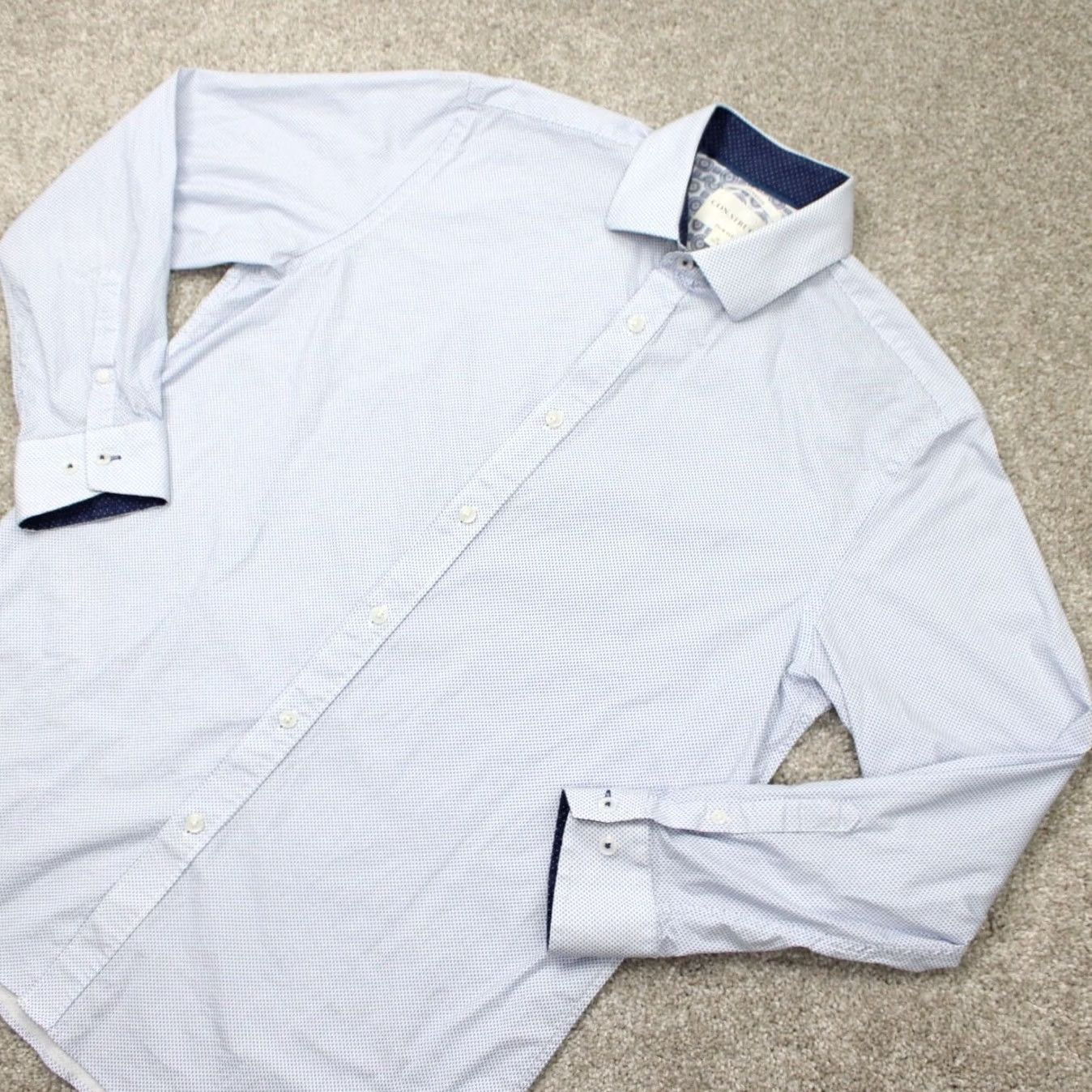 Vintage Construct Dress Shirt Men 16 Slim Fit Blue Long Sleeve Cotton Stretch Size US L / EU 52-54 / 3 - 4 Thumbnail