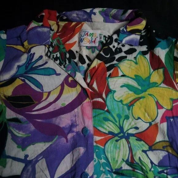 Jams World Vintage 90s Jams World Floral Hawaiian Shirt Size M / US 6-8 / IT 42-44 - 1 Thumbnail
