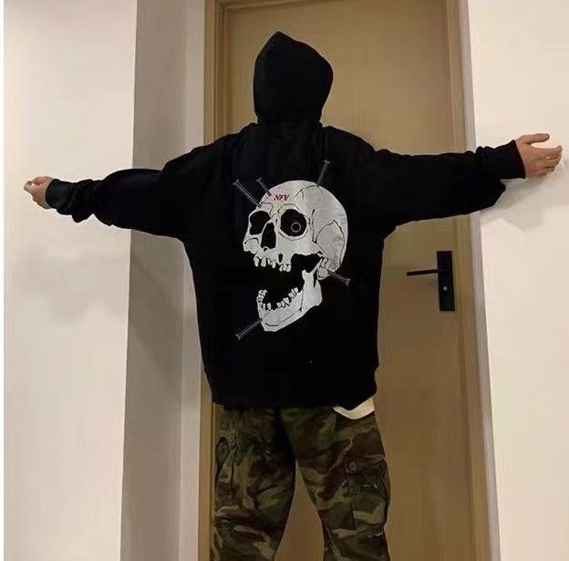 Retro hip-hop skull design dark style hooded sweatshirt