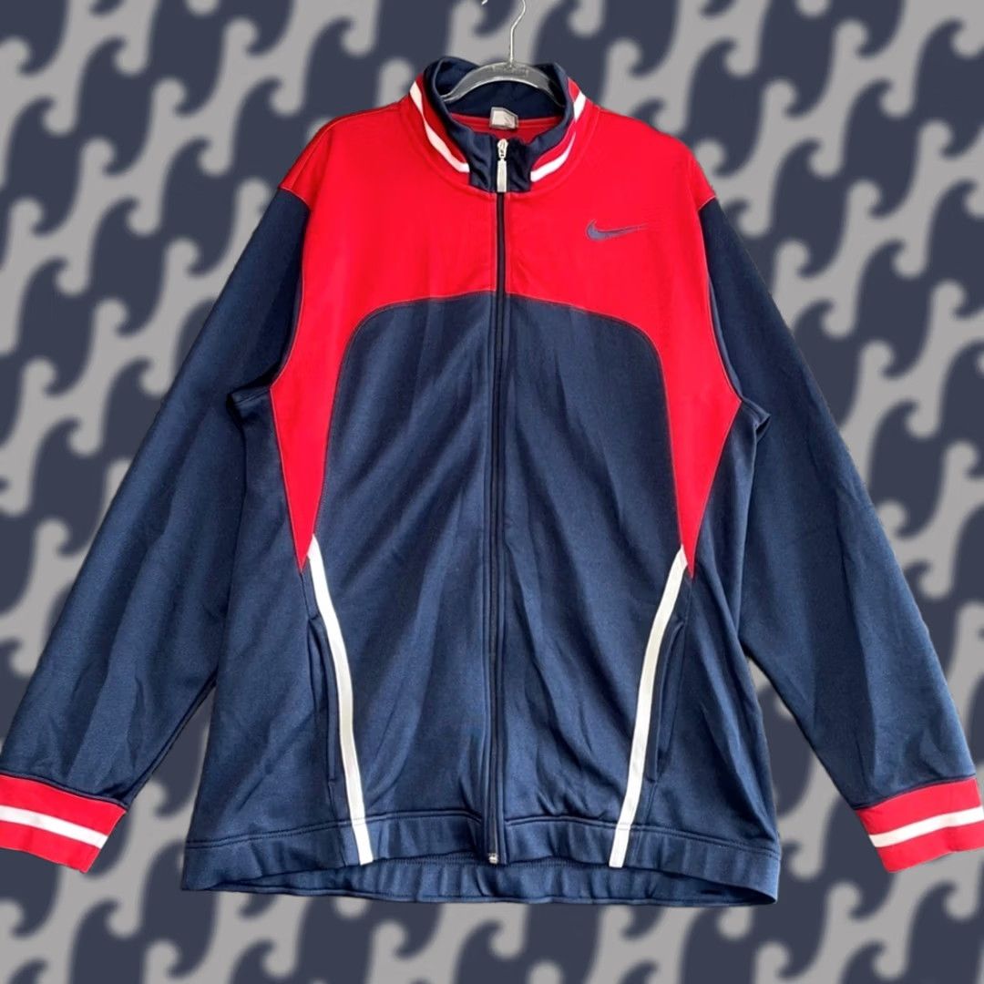 Nike VINTAGE Nike Track Jacket Men’s XXL Red Navy Blue Full Zip Athletic Basketball Jacket Big & Tall 2XLT Size US XXL / EU 58 / 5 - 1 Thumbnail