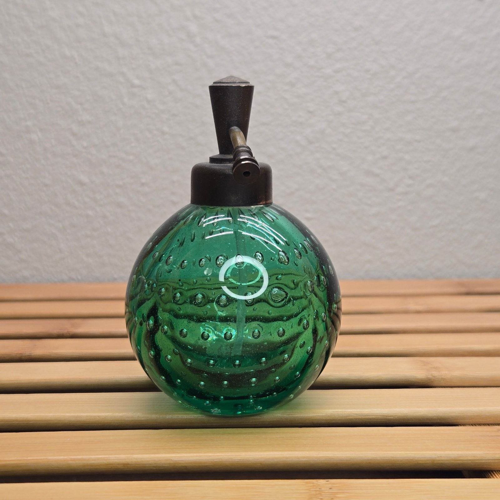 Murano Art Deco Emerald Bubble Glass Perfume Atomizer Hand Blown Size ONE SIZE - 4 Thumbnail