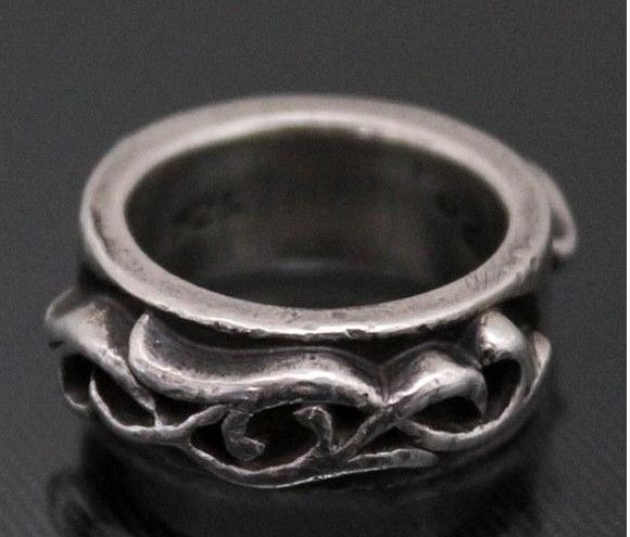 image of Chrome Hearts Double Vine Ring - Size 4 in Silver, Men's
