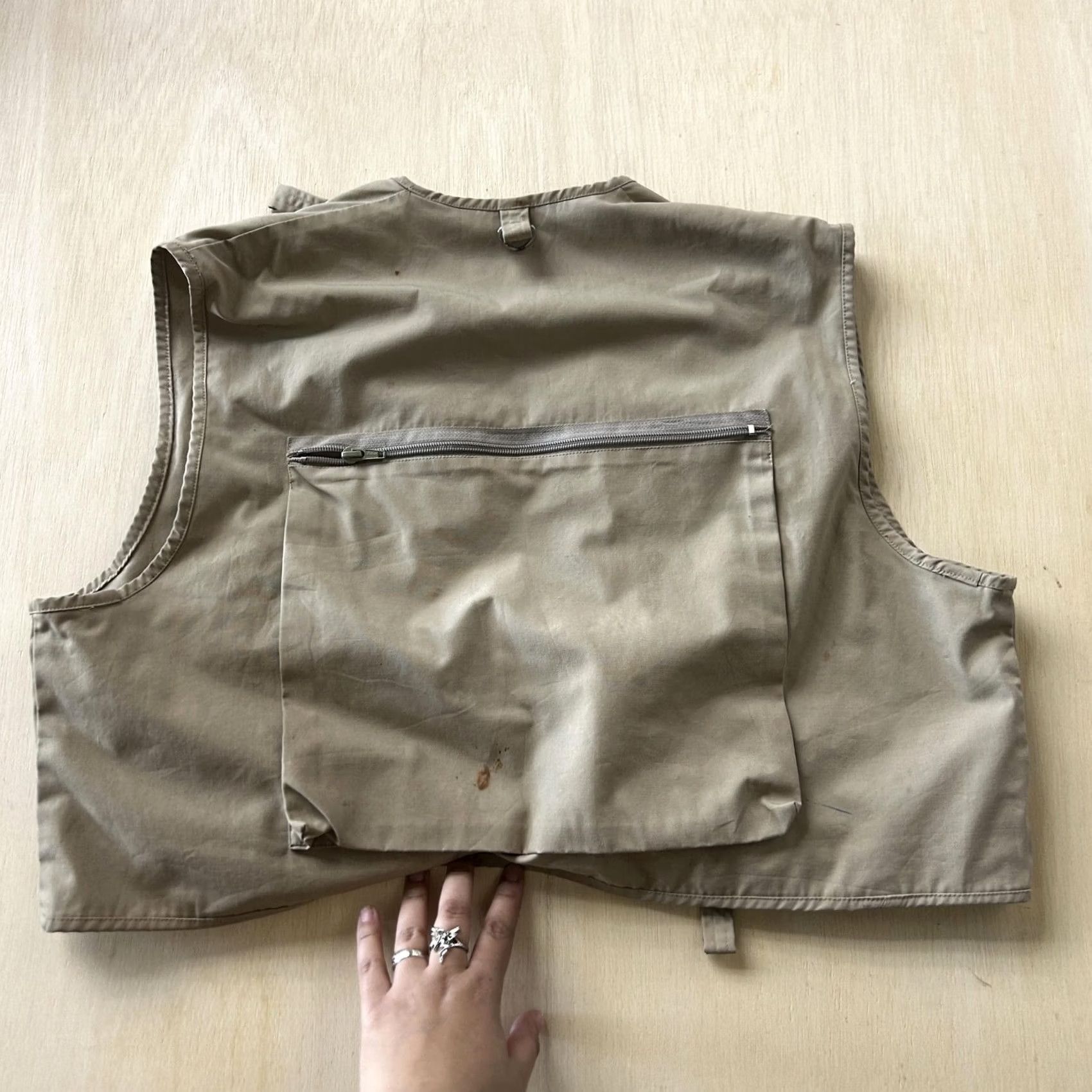 Vintage Woodfield Vest Mens XL Beige Canvas Full Zip Utility Outdoor Fishing Vest Size US XL / EU 56 / 4 - 5 Thumbnail