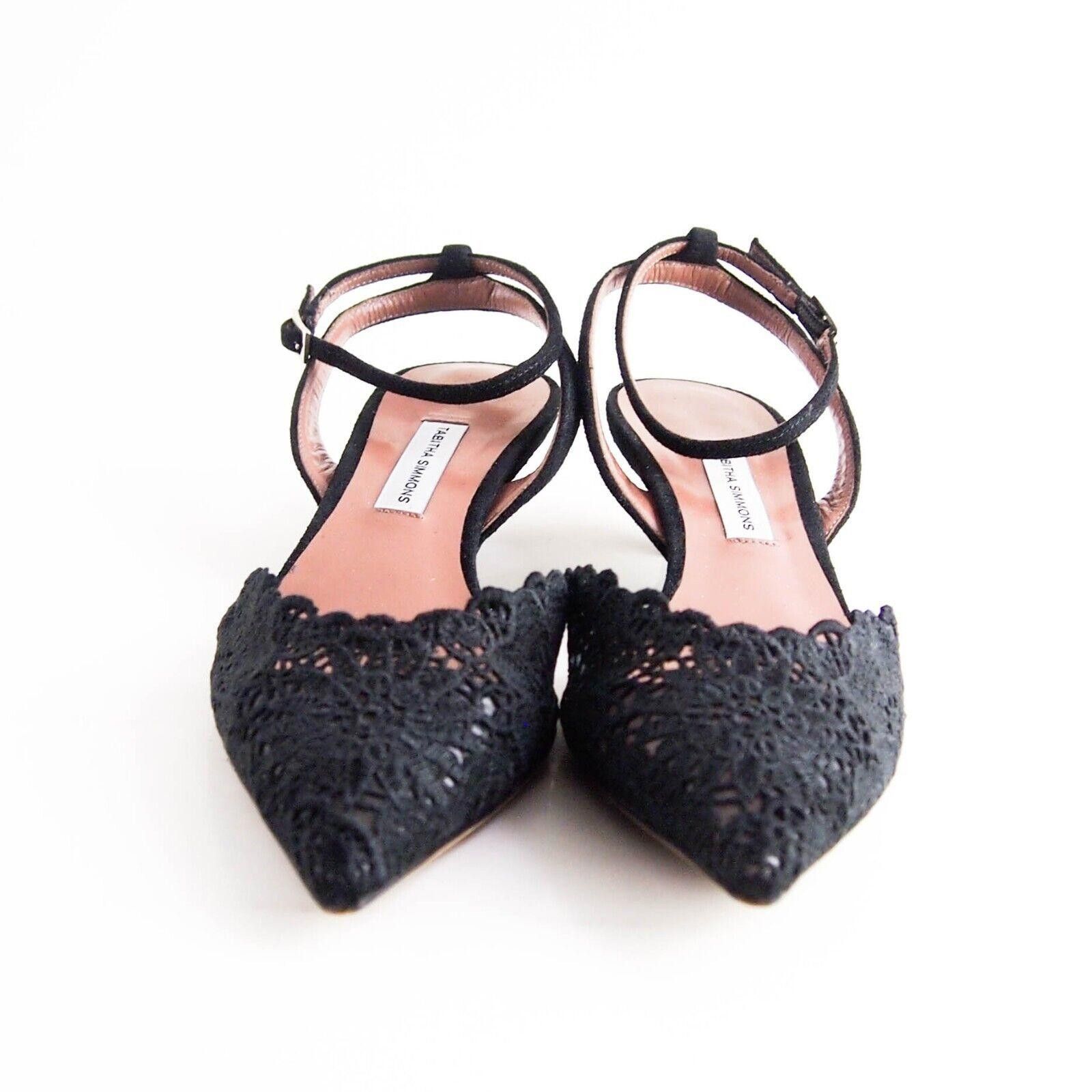 Designer Tabitha Simmons Sandals Black Lace Suede US 7 EU 37 Size US 7 / IT 37 - 4 Thumbnail