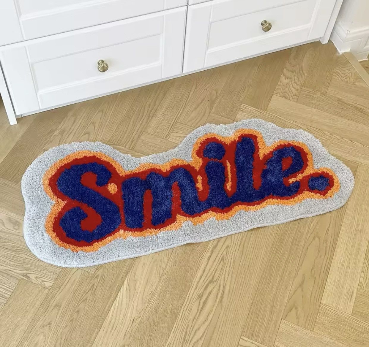 Japanese Brand Letter Element Smile Flocking Rug Size ONE SIZE - 4 Thumbnail