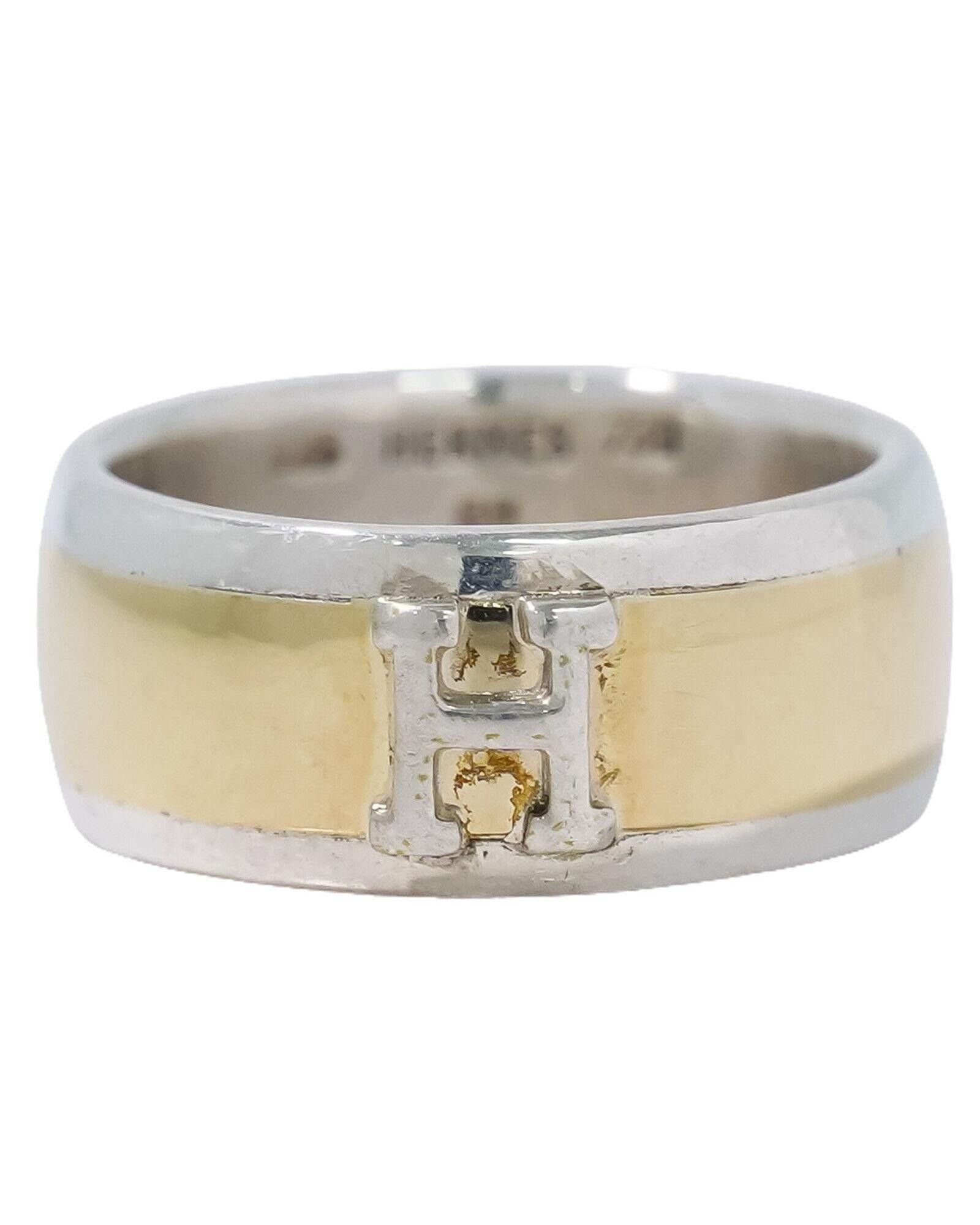 image of Hermes Gold Ag925 And 750 Ring, Women's