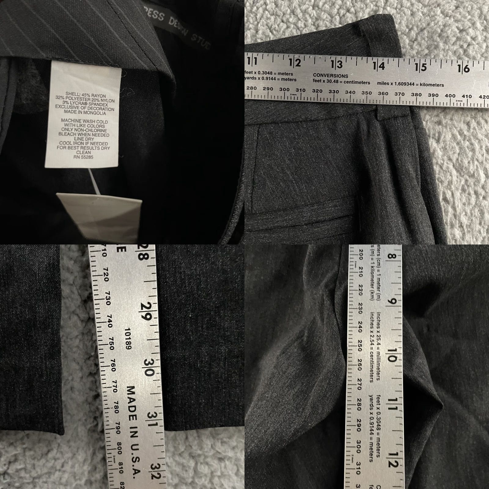 Express Express Womens Pants Gray Size 2 Correspondent Wide-Leg Stretch Polyester Blend Dress Pants Size 26" / US 2 / IT 38 - 9 Thumbnail