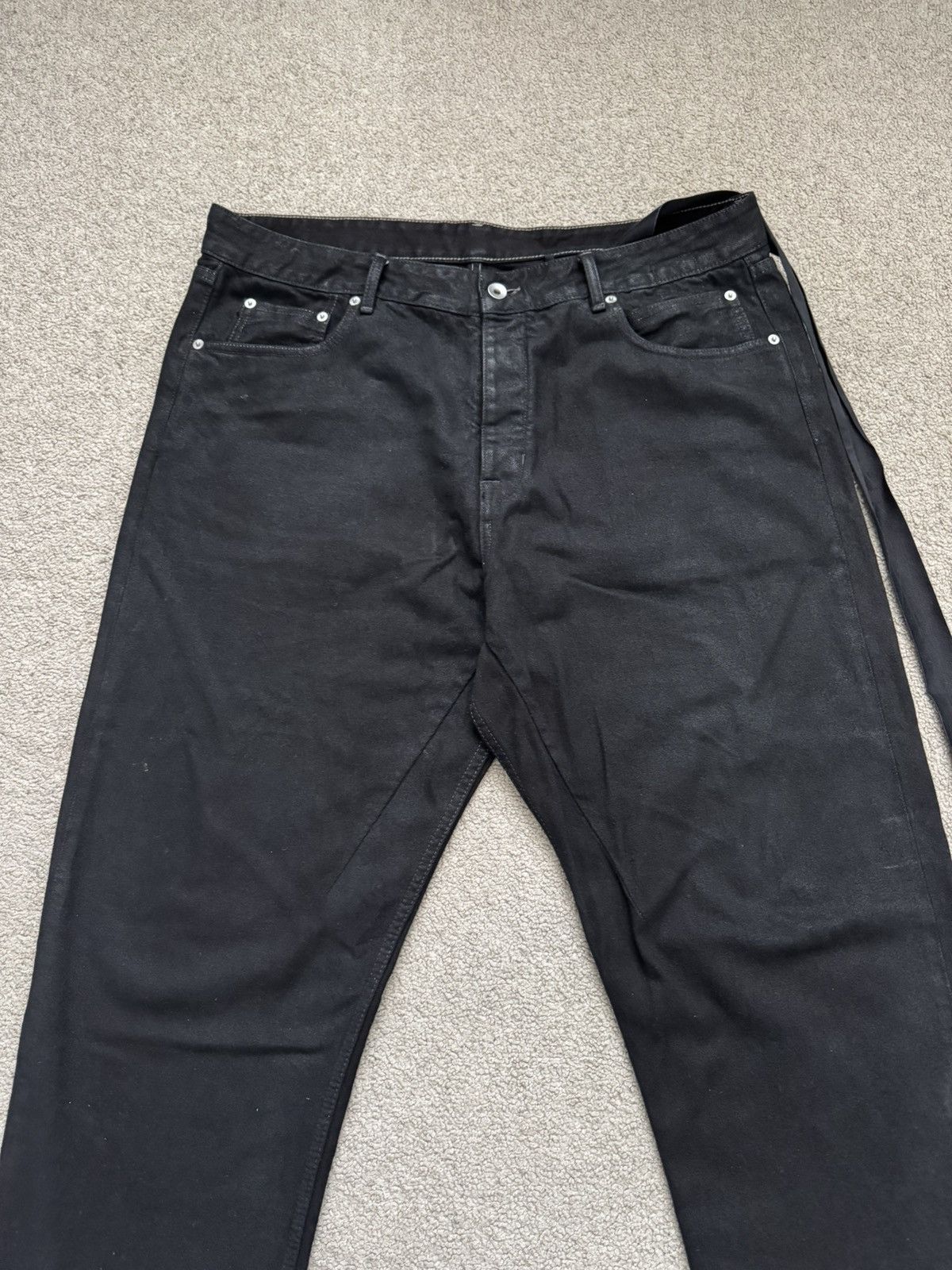 Rick Owens FW22 Rick Owens DRKSHDW Black Waxed Performa Cut Denim Jeans Size US 36 / EU 52 - 2 Thumbnail