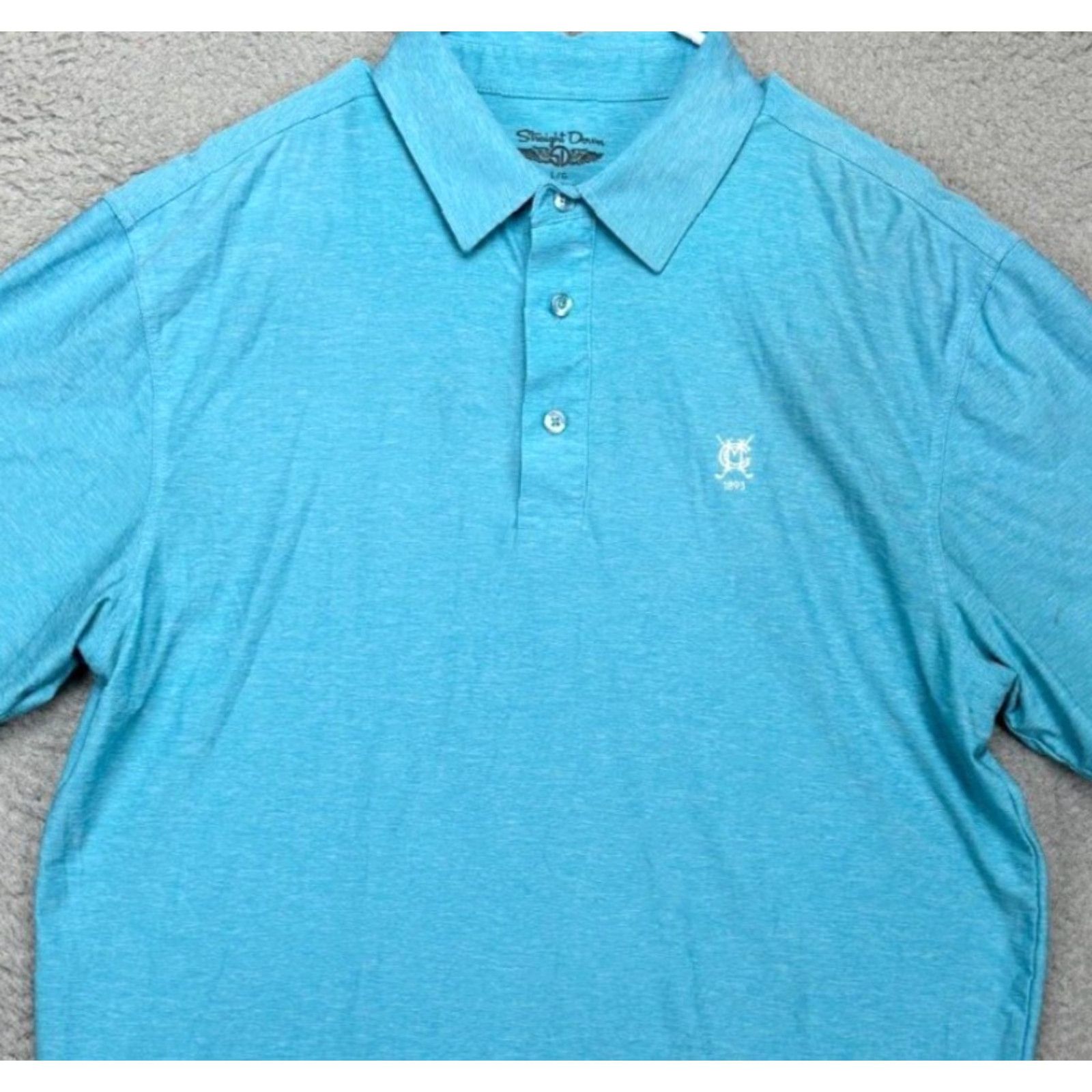 Vintage Straight Down Polo Short Sleeve Stretch Rugby Outdoor Adult Large Blue Golf Mens Shirt Size US L / EU 52-54 / 3 - 2 Thumbnail