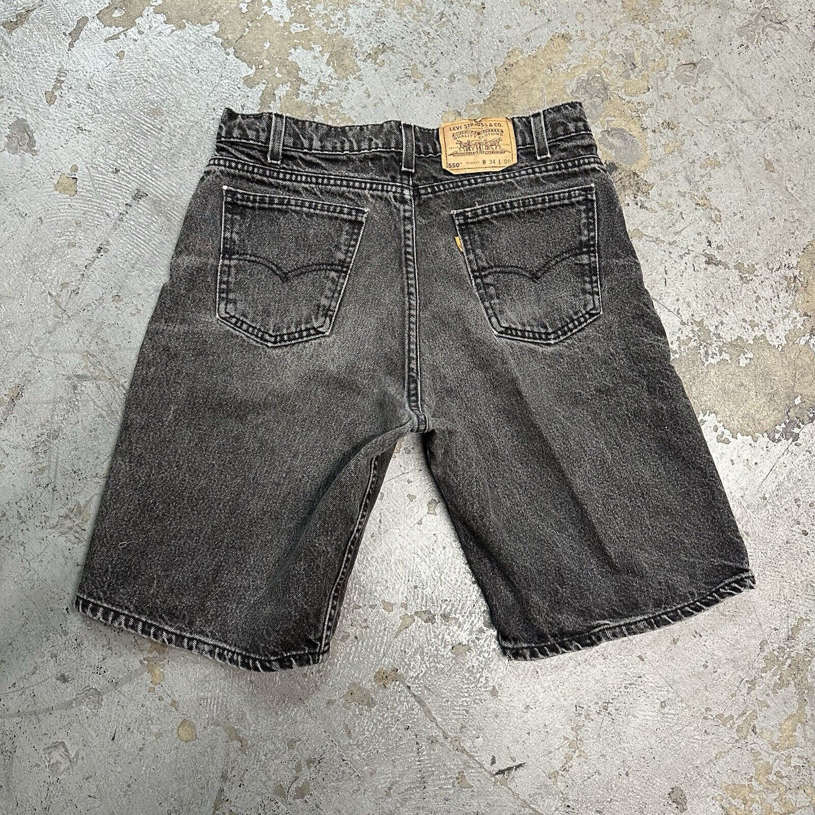 Levi's × Vintage Vintage 90s Levi’s 550 Orange Tab Black Denim Shorts Jorts Size US 34 / EU 50 - 2 Thumbnail
