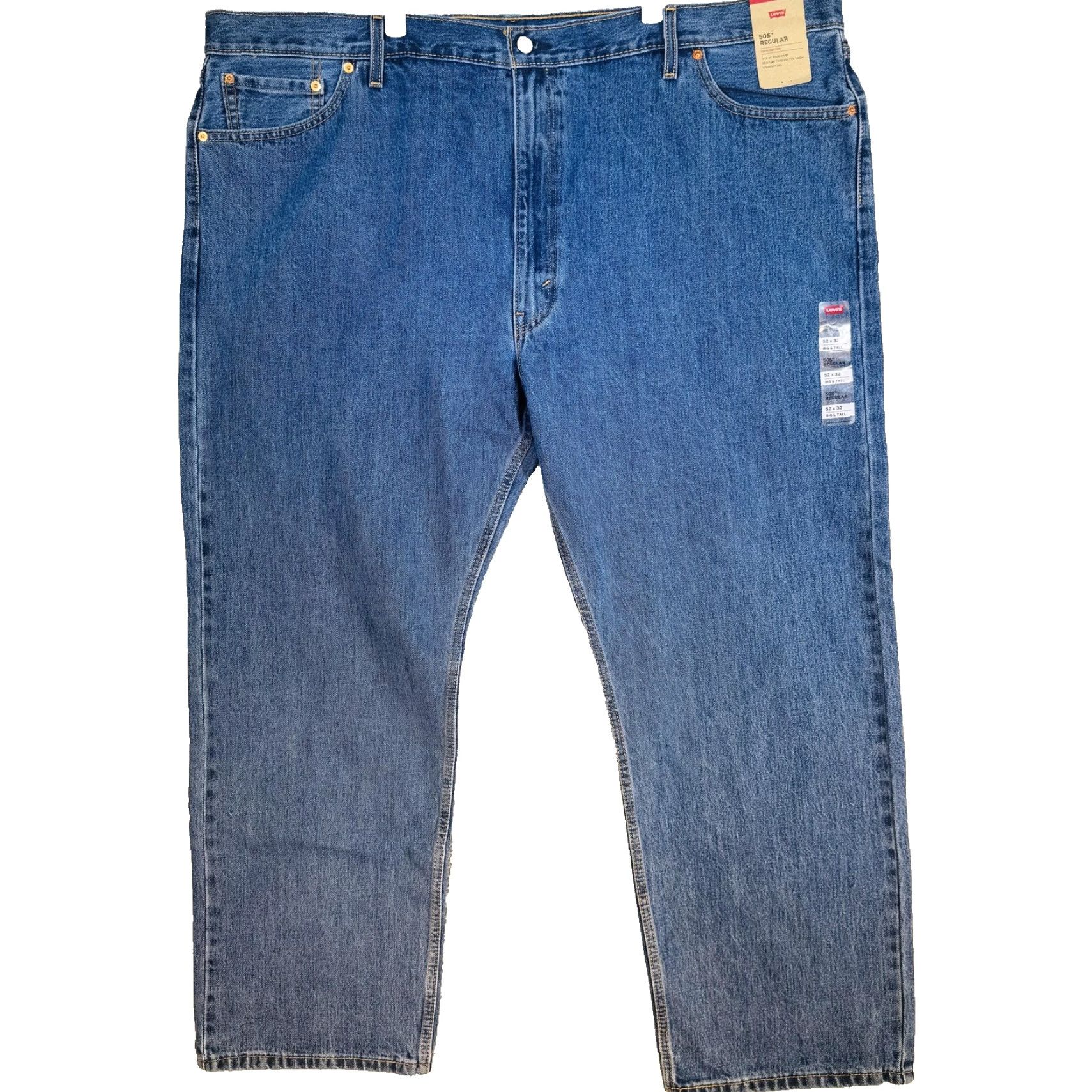 Levi's Levi's 505 Jeans Mens Big & Tall 52x32 Blue Medium Wash Straight Denim Zip Fly 5-Pocket Logo USA Cowboy Size US 36 / EU 52 - 5 Thumbnail